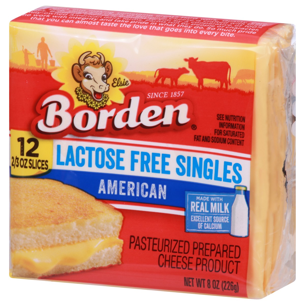 slide 4 of 9, Borden Lactose Free Singles American Cheese Slices 12 ea, 8 oz