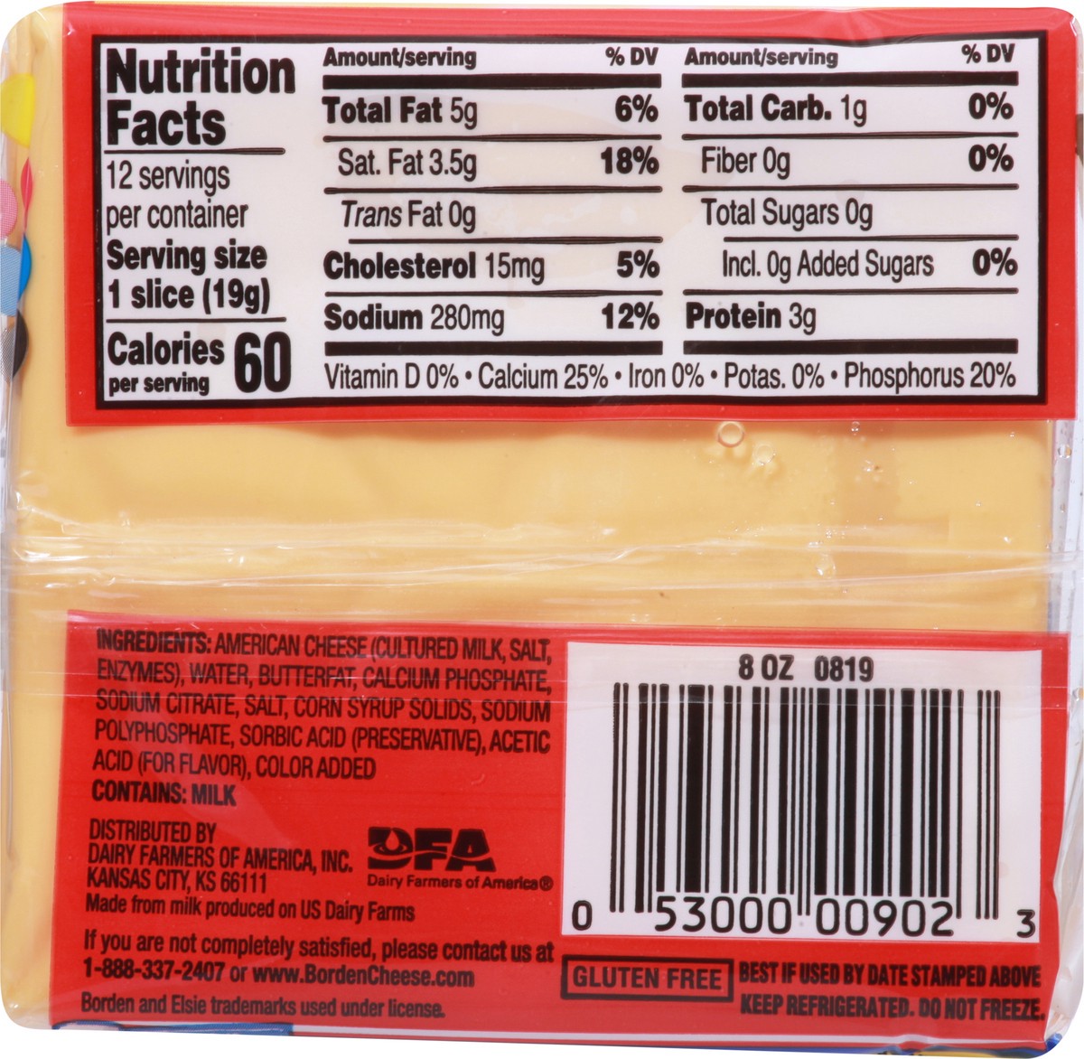 slide 5 of 9, Borden Lactose Free Singles American Cheese Slices 12 ea, 8 oz