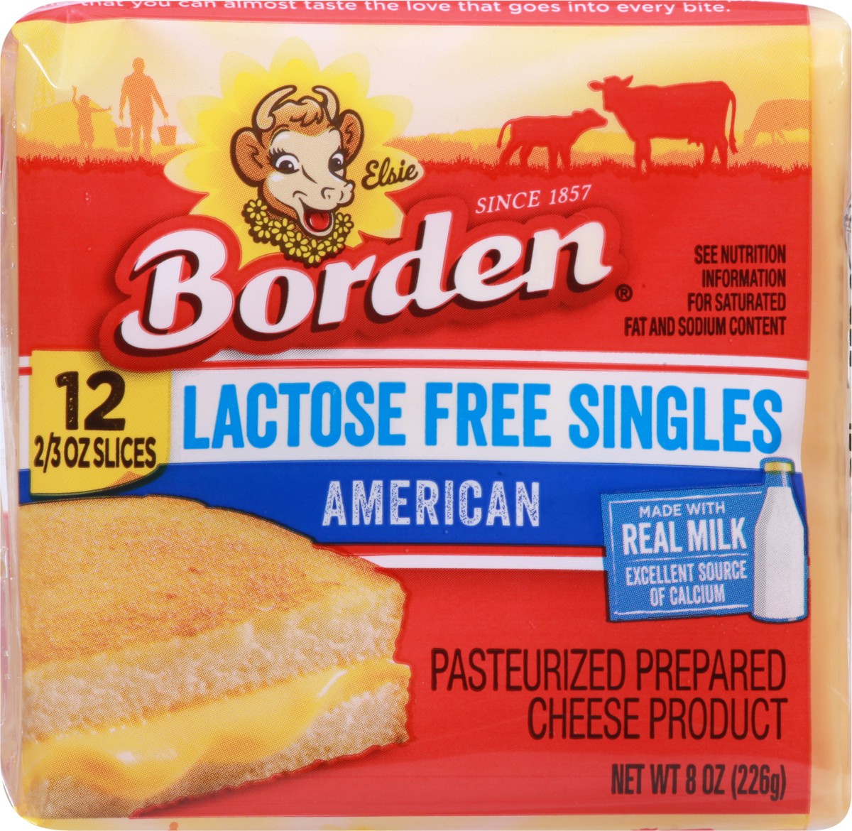 slide 6 of 9, Borden Lactose Free Singles American Cheese Slices 12 ea, 8 oz