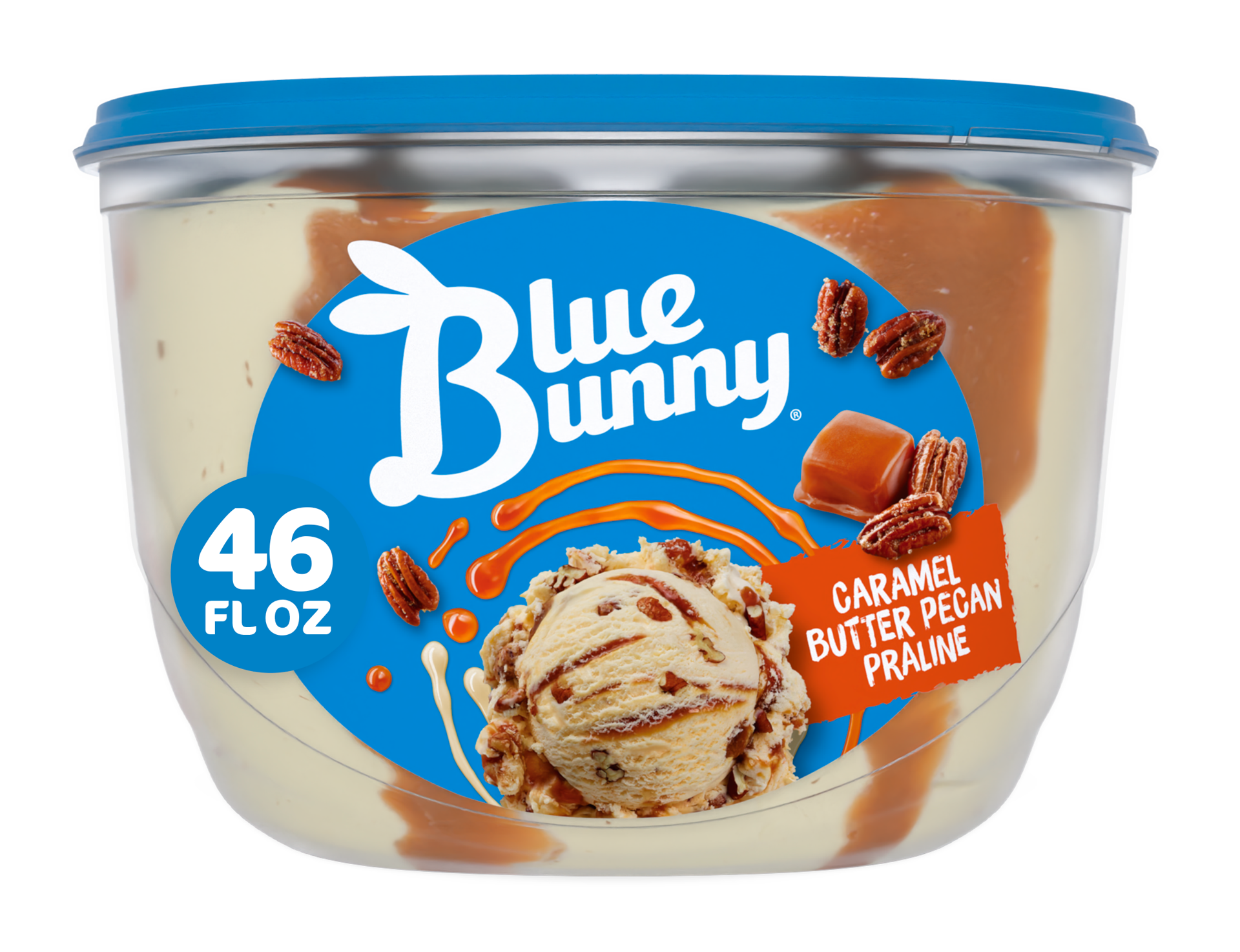 slide 1 of 2, Blue Bunny Caramel Butter Pecan, 46 fl oz