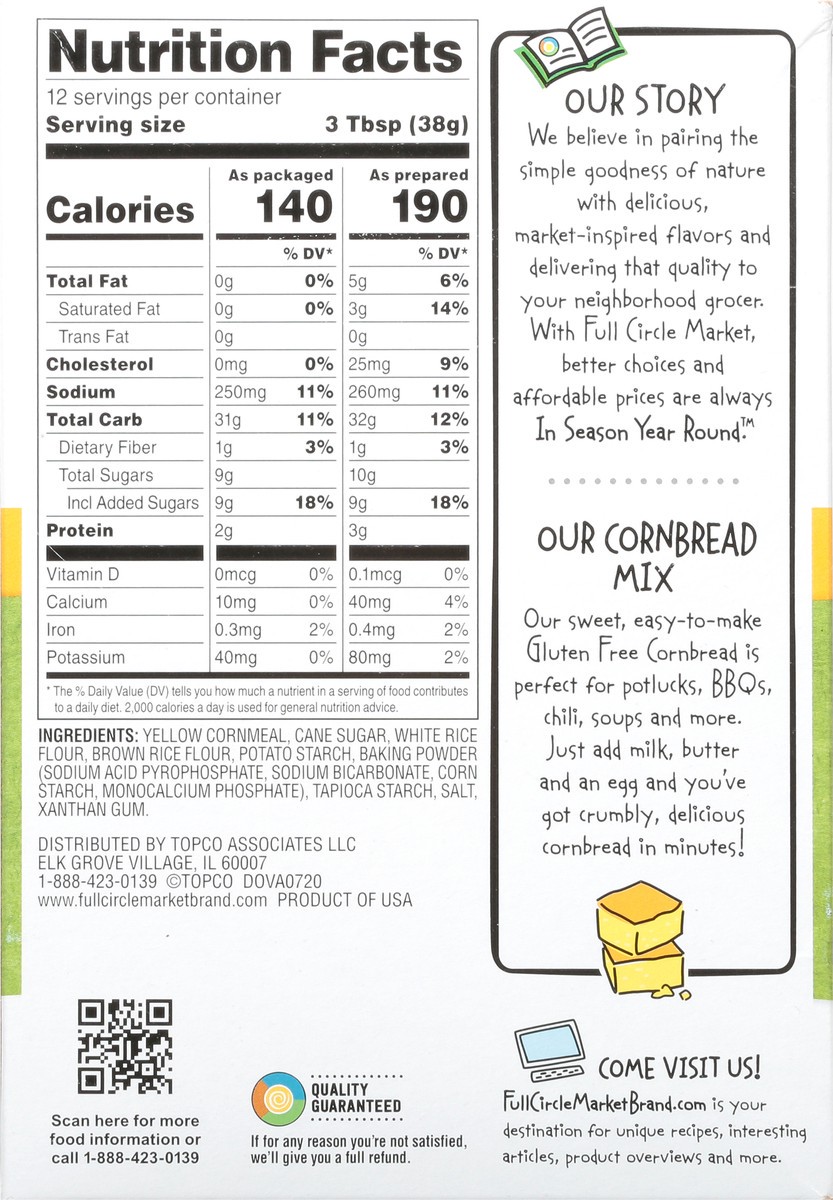 slide 15 of 15, Full Circle Market Gluten Free Cornbread Mix 16 oz, 16 oz