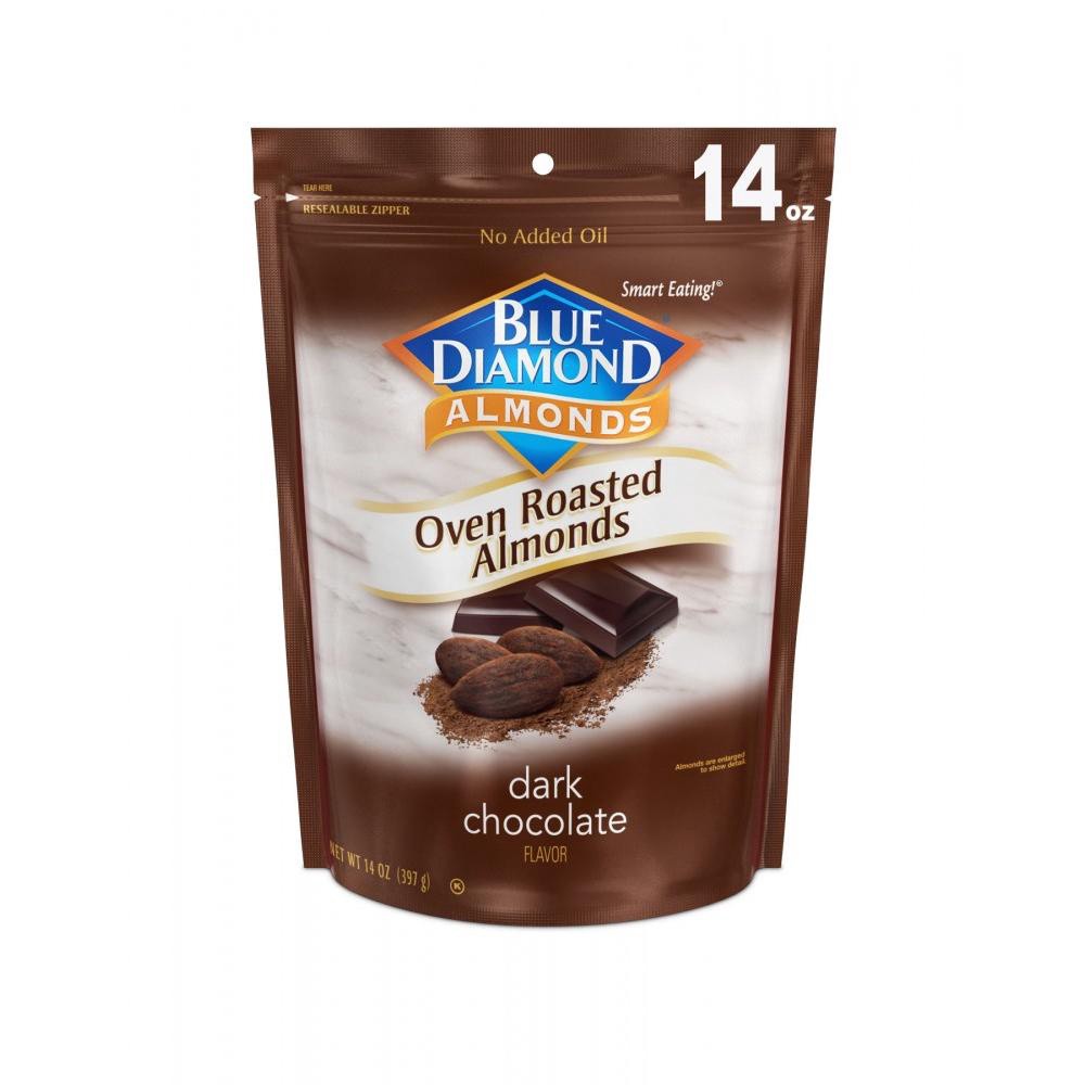 slide 1 of 2, Blue Diamond Almonds Oven Roasted Dark Chocolate, 14 oz