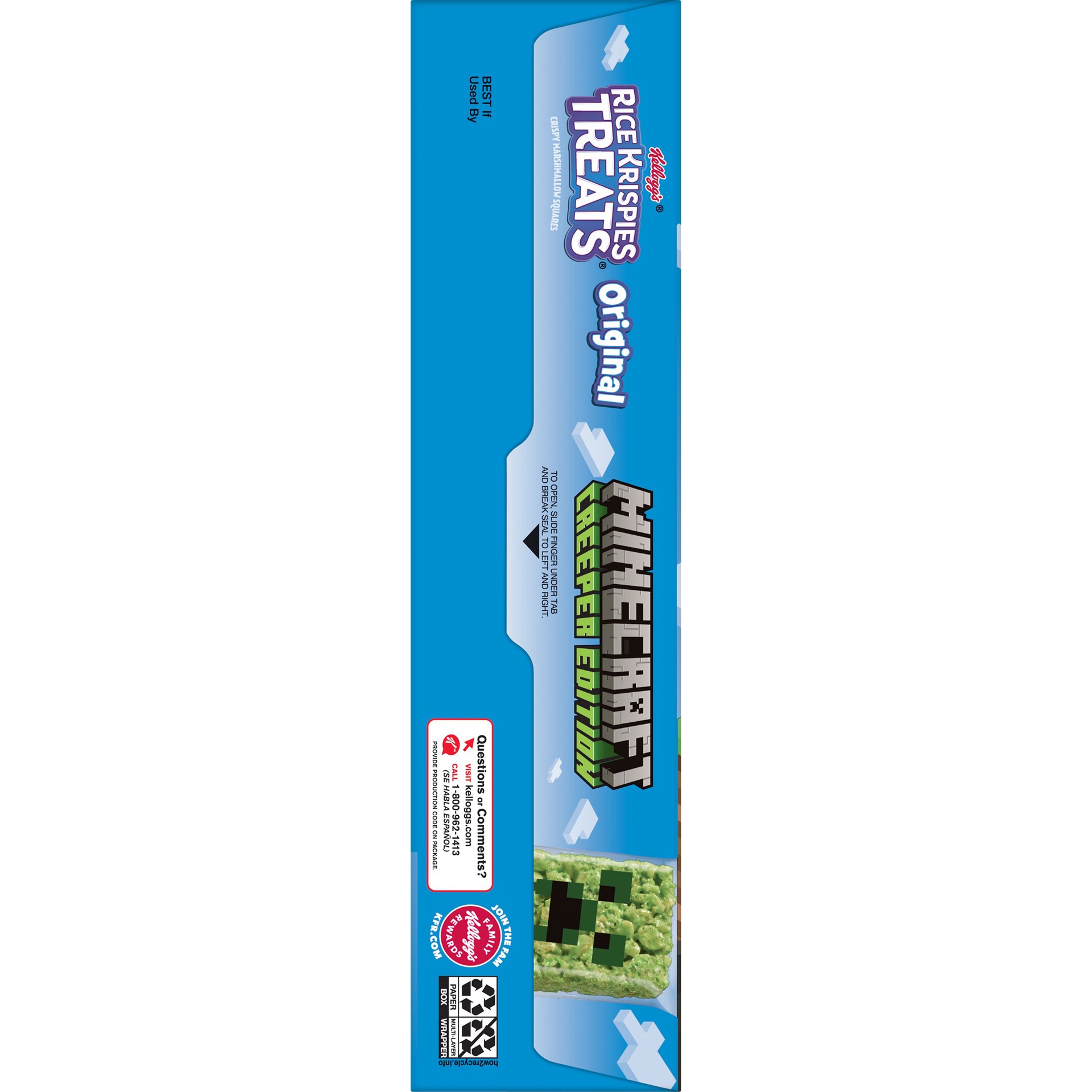 slide 5 of 5, Rice Krispies Treats Kellogg's Rice Krispies Treats Minecraft Creeper Edition Marshmallow Snack Bars, Original, 5.6 oz, 8 Count, 5.6 oz