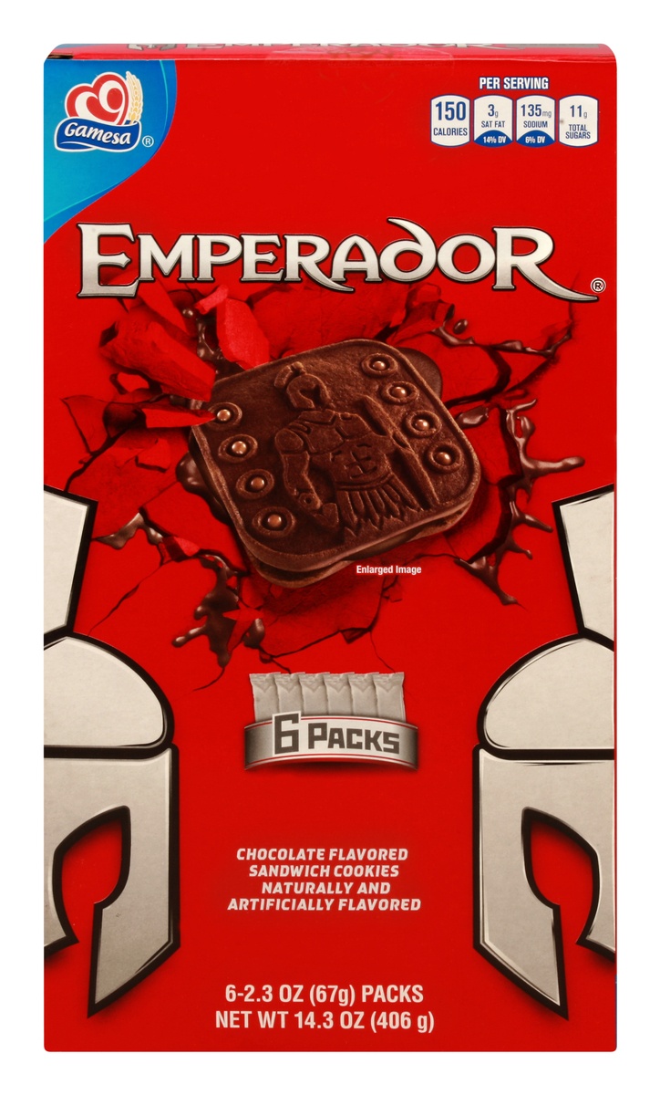 slide 1 of 10, Gamesa Emperador Chocolate Creme Sandwich Cookies, 14.34 oz