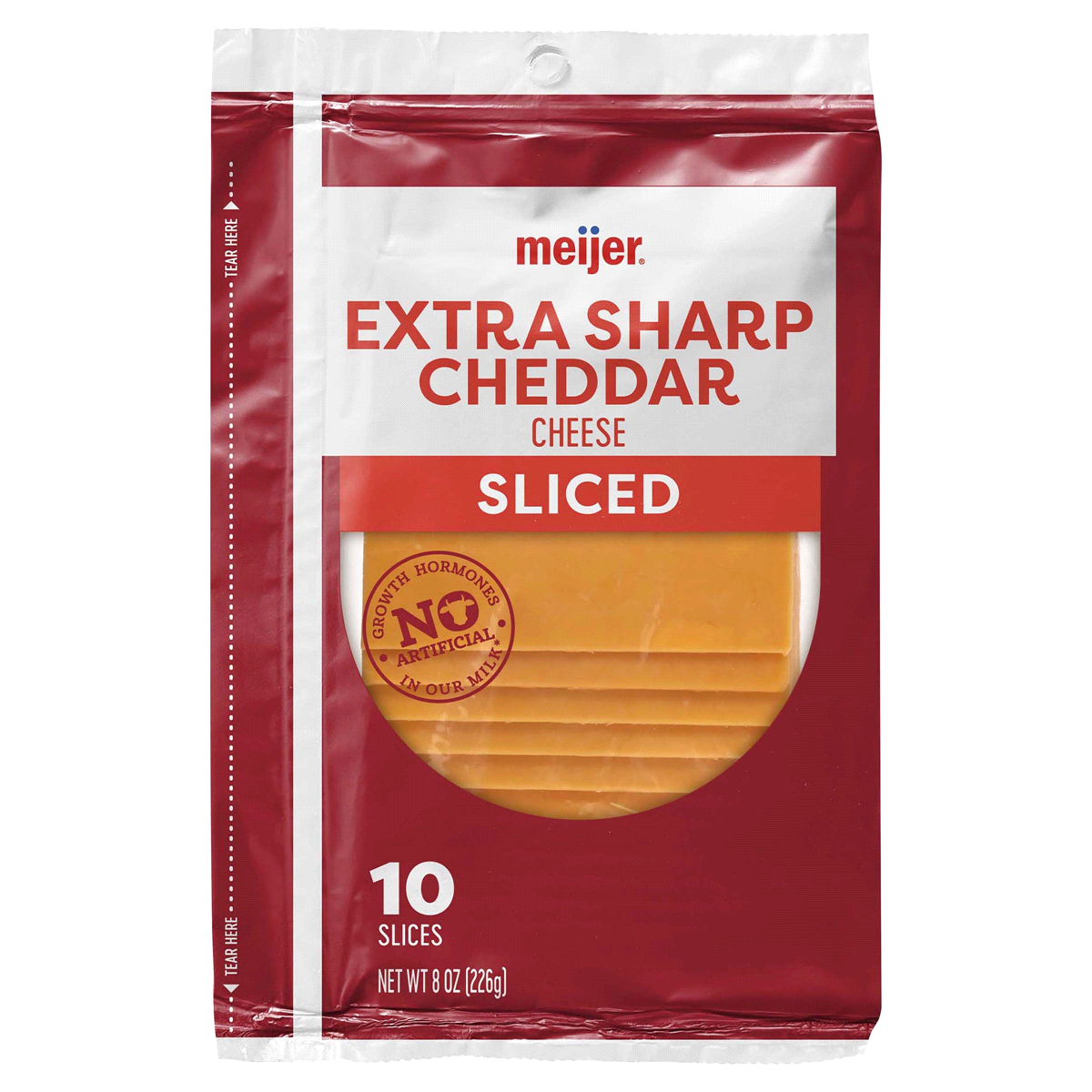 slide 1 of 5, Meijer Sliced Extra Sharp Cheddar Cheese, 8 oz