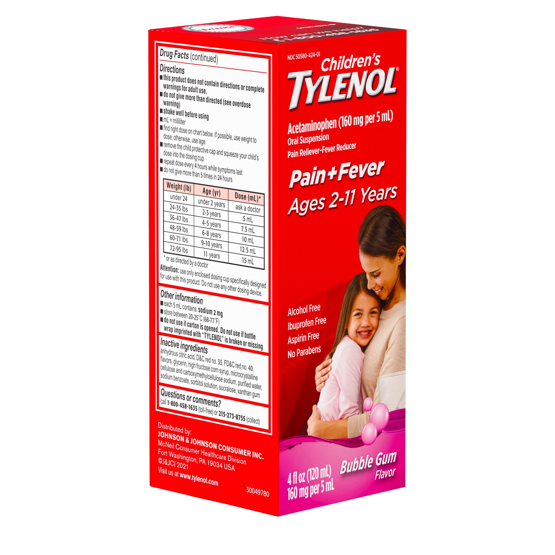 slide 3 of 9, Children's Tylenol Pain + Fever Relief Liquid - Acetaminophen - Bubble Gum - 4 fl oz, 4 fl oz