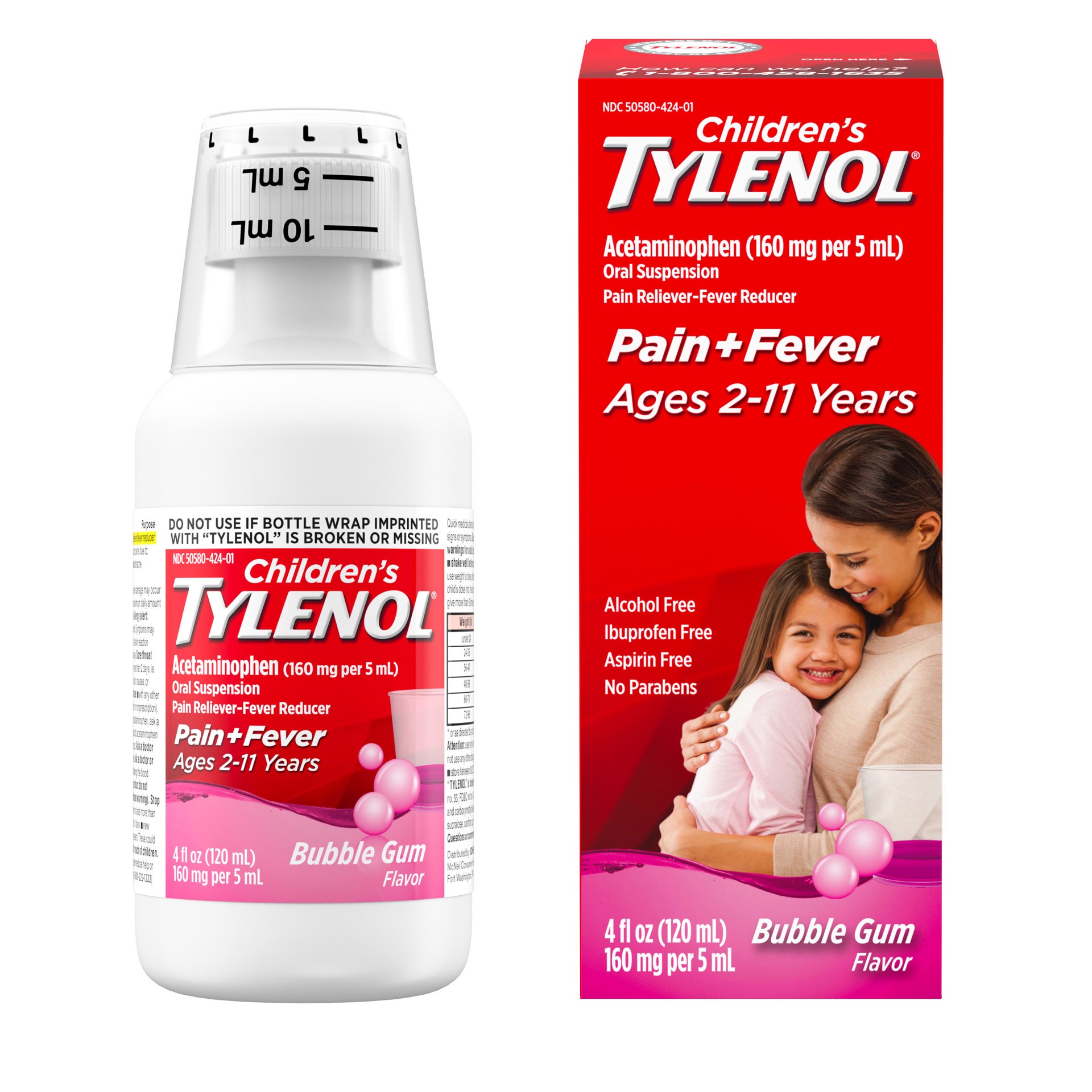 slide 7 of 9, Children's Tylenol Pain + Fever Relief Liquid - Acetaminophen - Bubble Gum - 4 fl oz, 4 fl oz