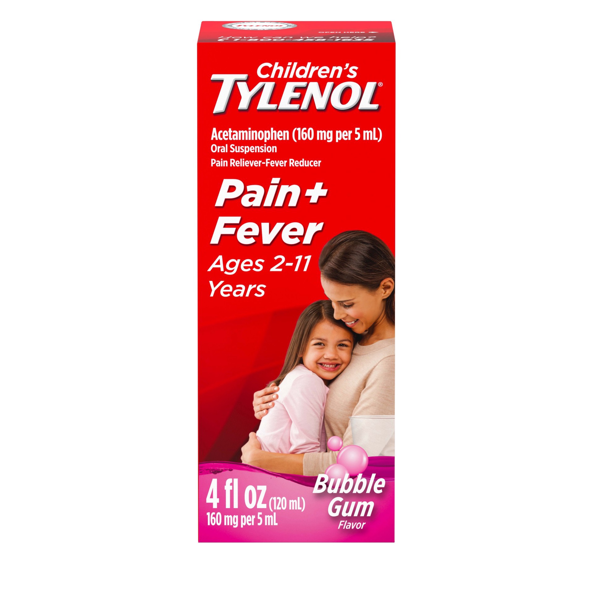 slide 1 of 9, Children's Tylenol Pain + Fever Relief Liquid - Acetaminophen - Bubble Gum - 4 fl oz, 4 fl oz