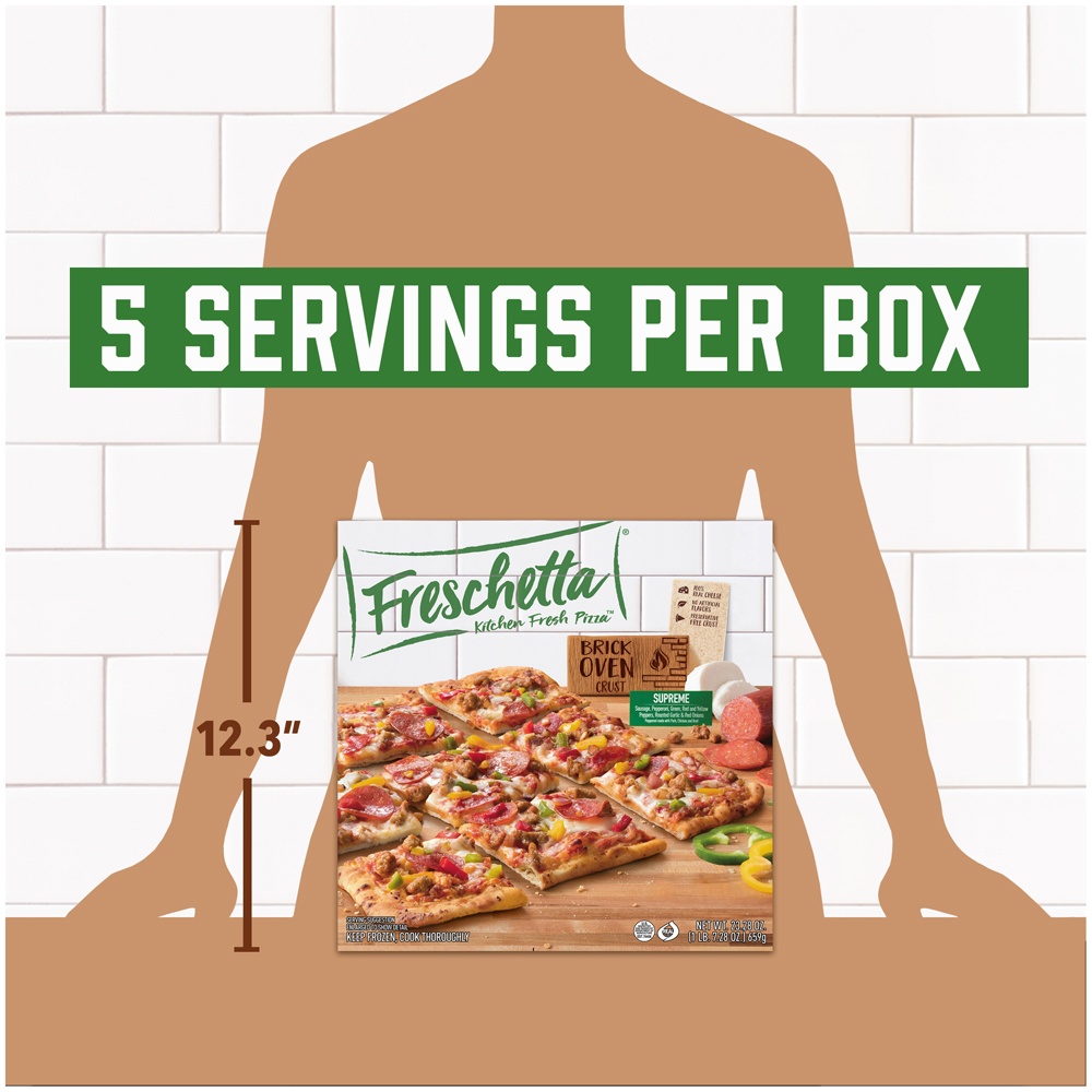 slide 7 of 9, Freschetta Brick Oven Crust Zesty Italian Style Supreme Pizza, 21.35 oz