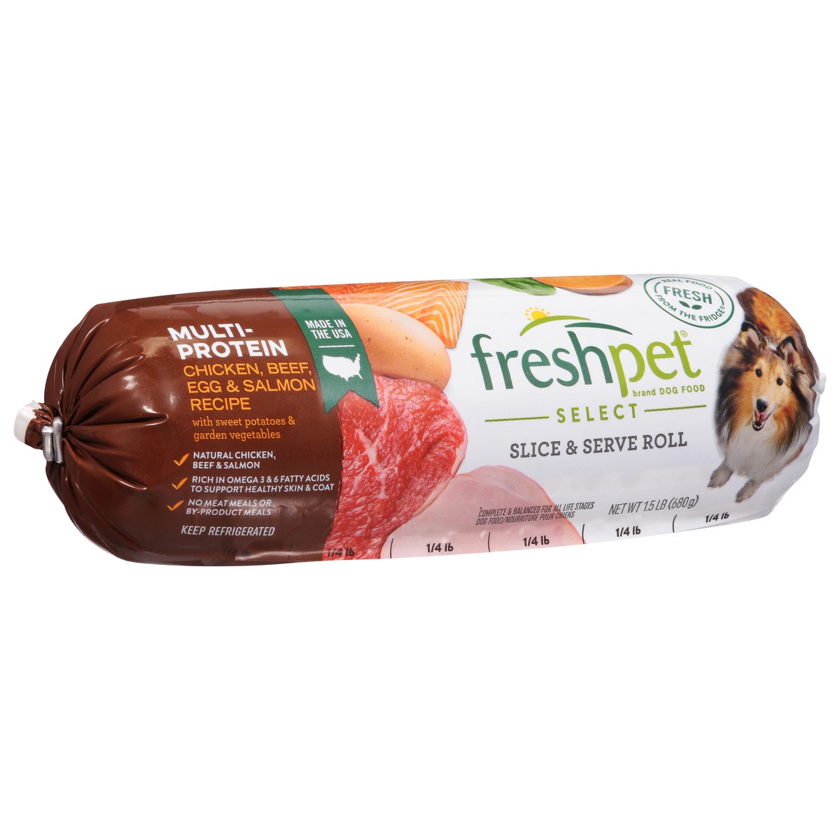 slide 9 of 9, Freshpet Healthy & Natural Fresh Multi Protein Roll Dog Food, 1.5 lb