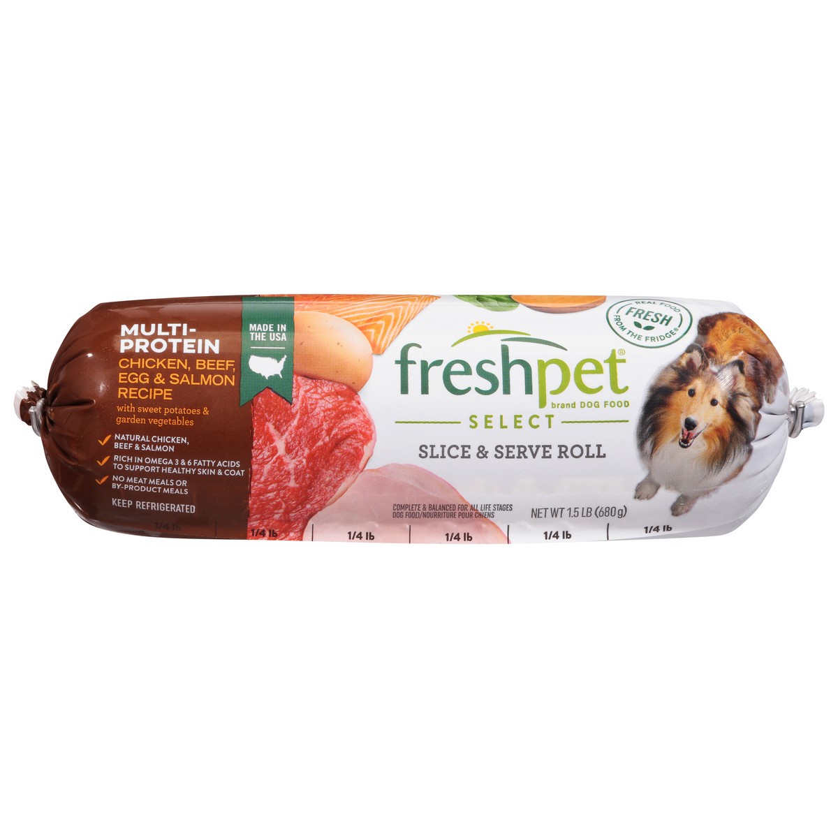 slide 1 of 9, Freshpet Healthy & Natural Fresh Multi Protein Roll Dog Food, 1.5 lb