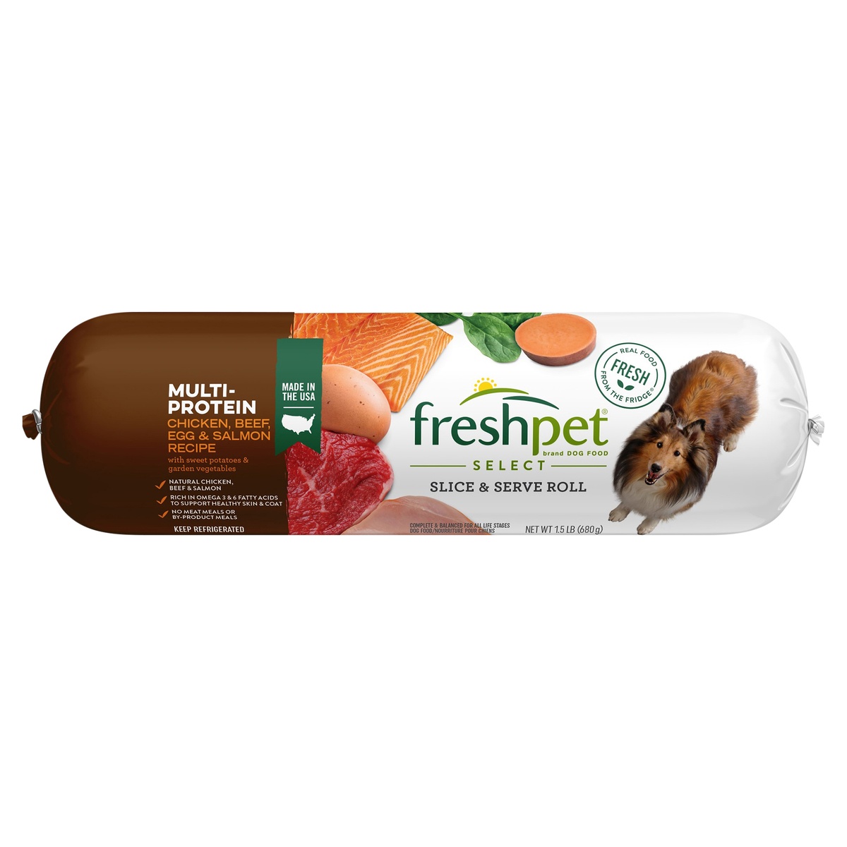 slide 1 of 1, Freshpet Healthy & Natural Fresh Multi Protein Roll Dog Food, 1.5 lb