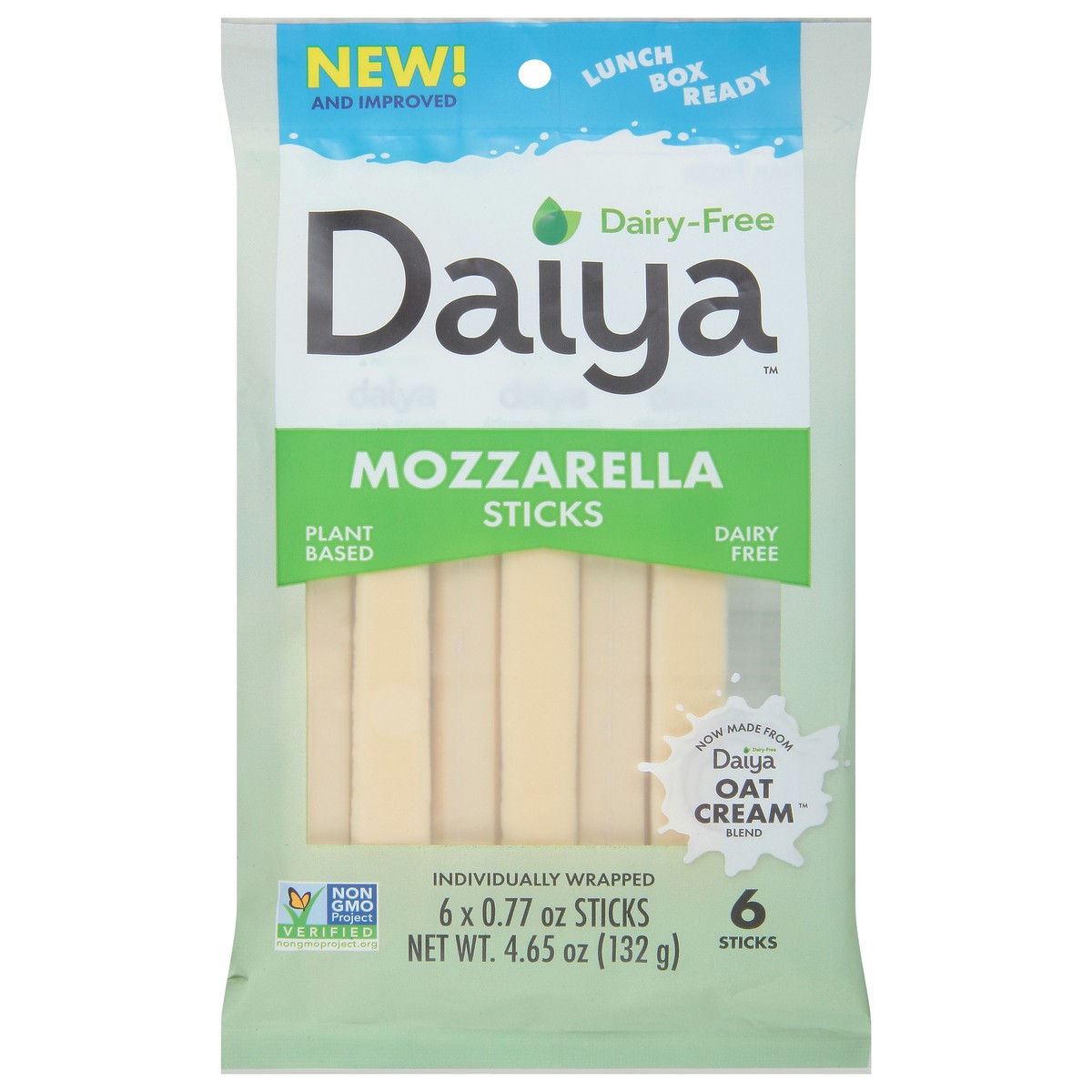 slide 1 of 9, Daiya Dairy-Free Mozzarella Cheese Sticks 6 - 0.77 oz Sticks, 4.65 oz