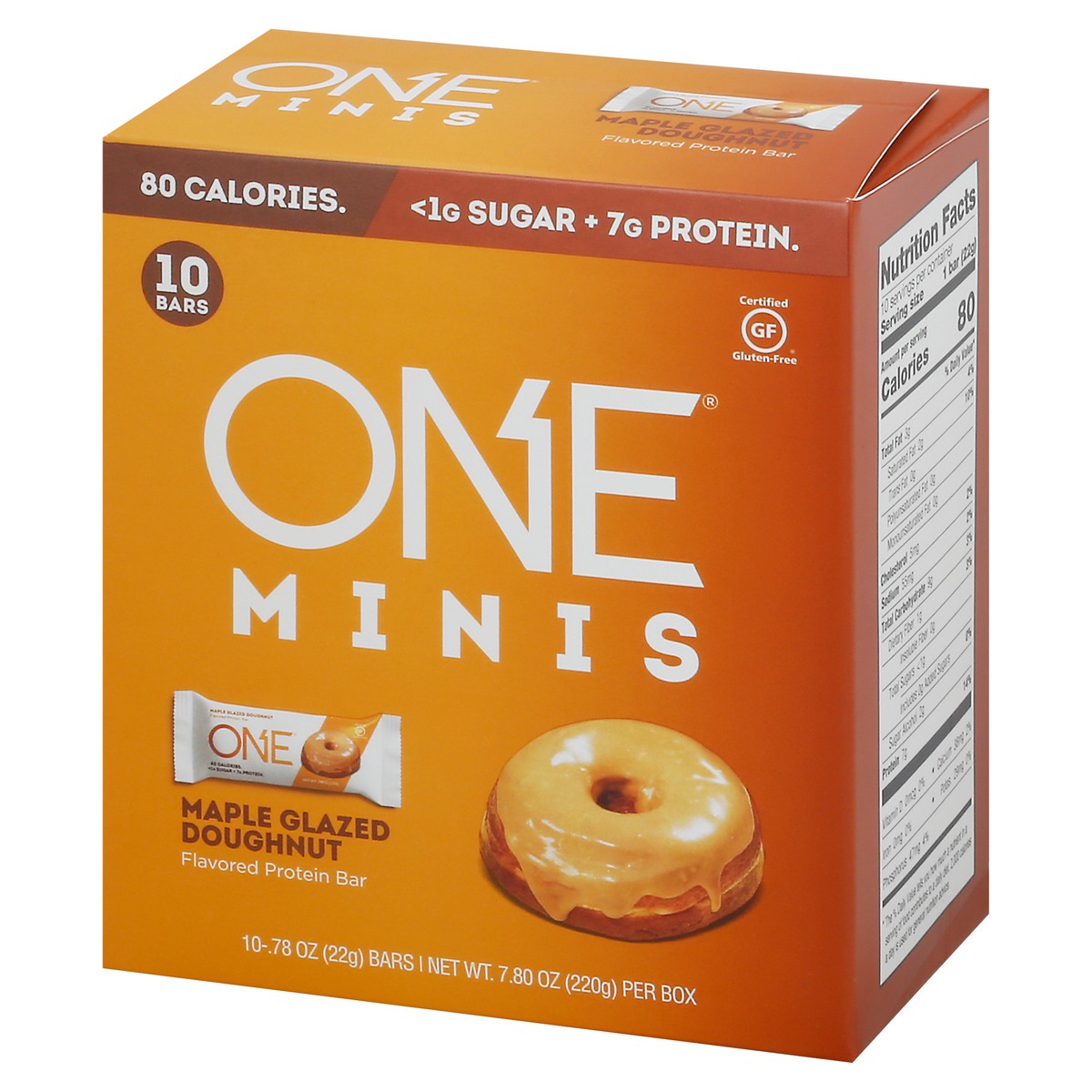 slide 8 of 9, One Minis Maple Glazed Doughnut Flavored Protein Bar 10 - 0.78 oz ea, 10 ct