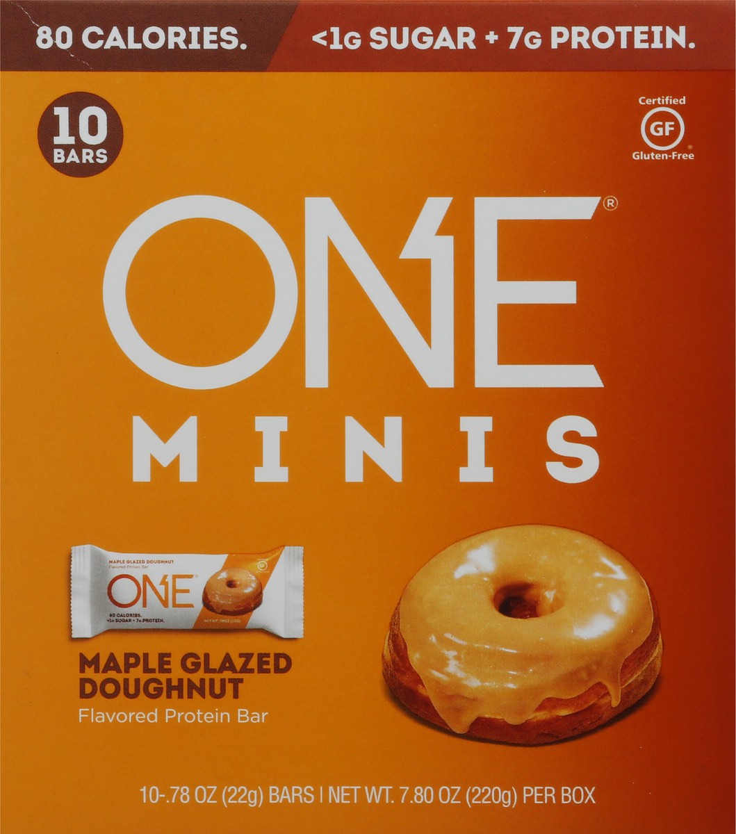 slide 4 of 9, One Minis Maple Glazed Doughnut Flavored Protein Bar 10 - 0.78 oz ea, 10 ct