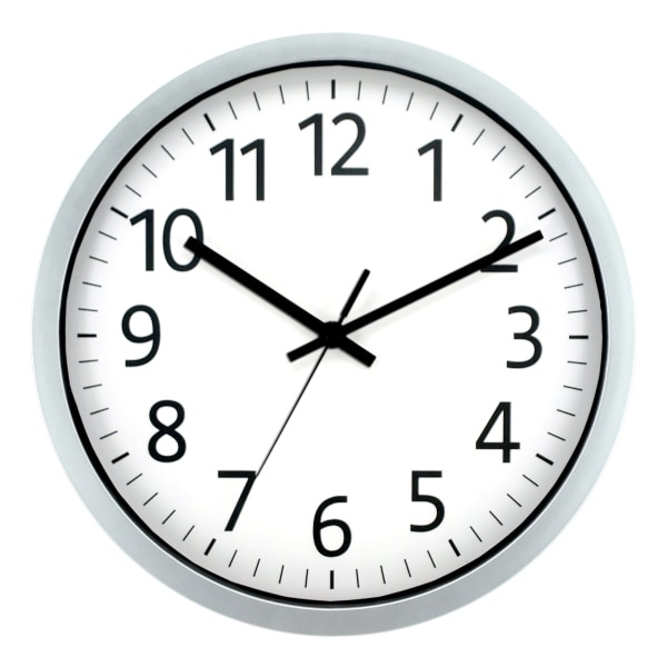 slide 1 of 1, Realspace Round Wall Clock, 12'', Spray Silver, 1 ct