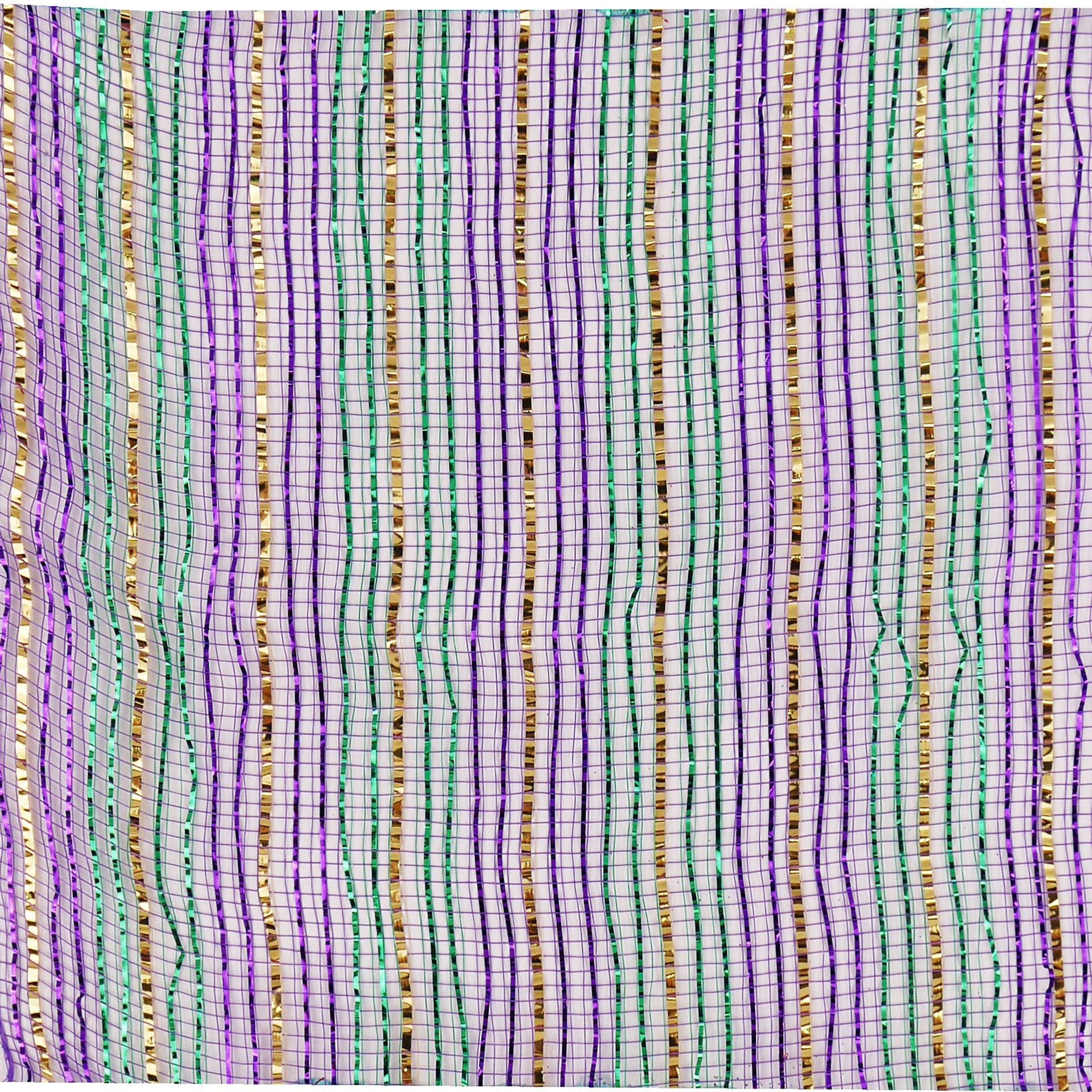 slide 3 of 3, 9.5" X 12ft. Purple, Green & Gold Stripe Mesh By Celebrate It, 9.5 in x 12 ft