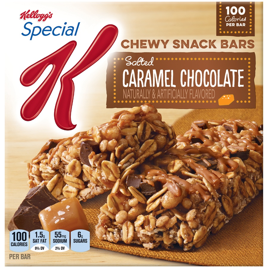slide 1 of 7, Kellogg's Special K Salted Caramel Chocolate Chewy Snack Bars, 6 ct; 0.88 oz