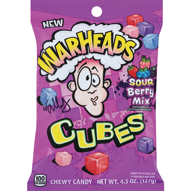 slide 1 of 1, Warheads, Berry Cubes, 4.5 Oz, 4.5 oz