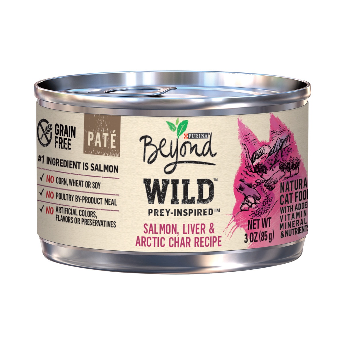 slide 1 of 7, Purina Beyond Wild Prey-Inspired Salmon, Liver & Arctic Char Recipe Adult Wet Cat Food, 3 oz