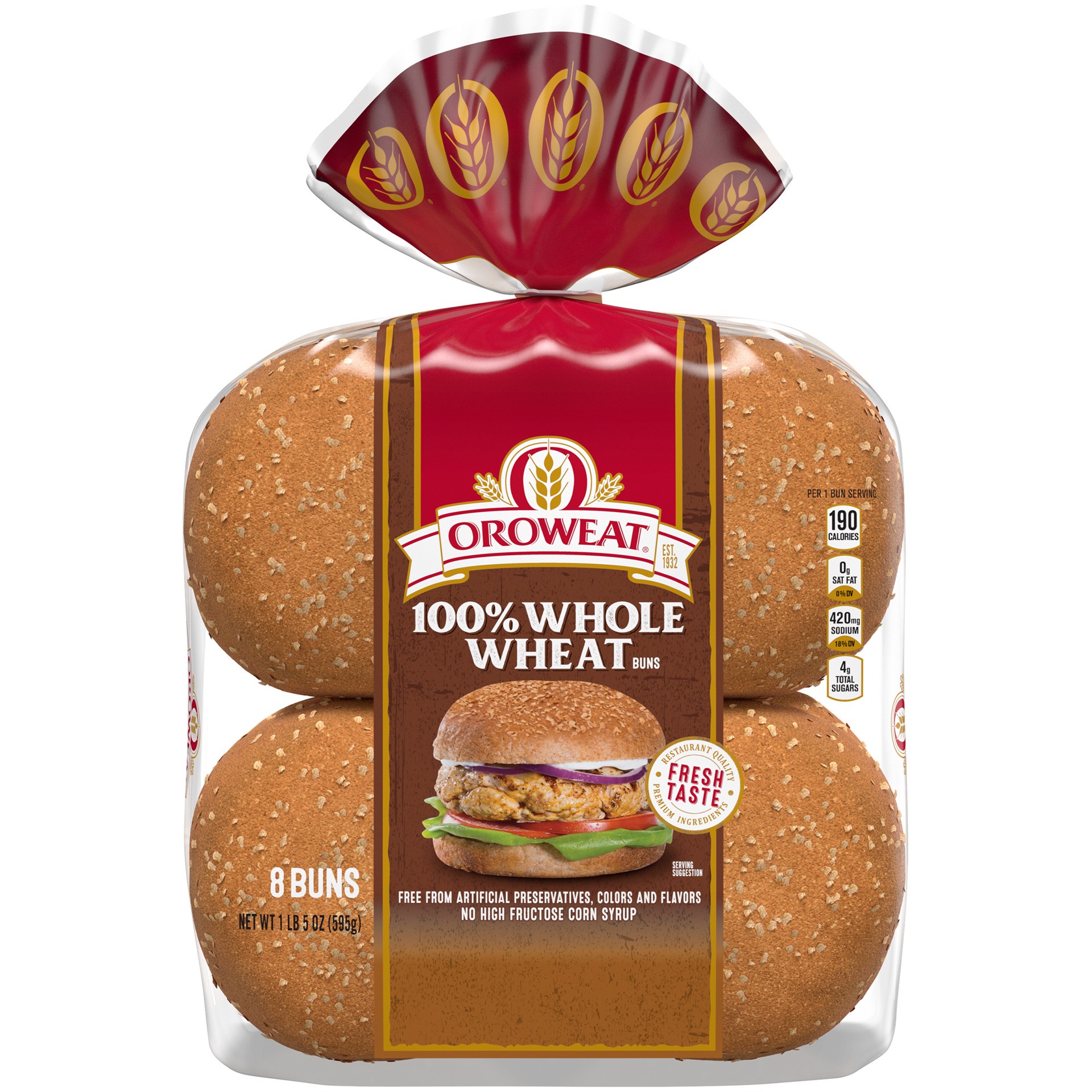 slide 3 of 10, Oroweat Whole Wheat Buns, 8 count, 21 oz, 8 ct