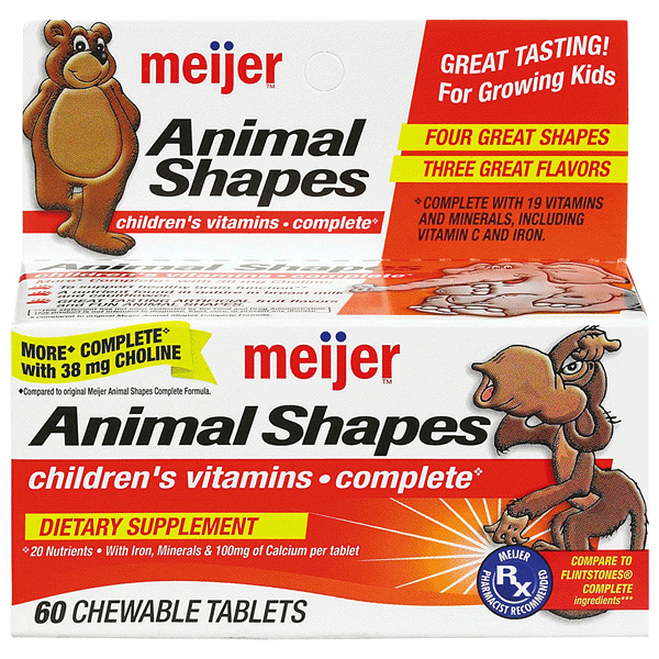 slide 1 of 1, Meijer Children's Complete Animal Shapes, 60 ct