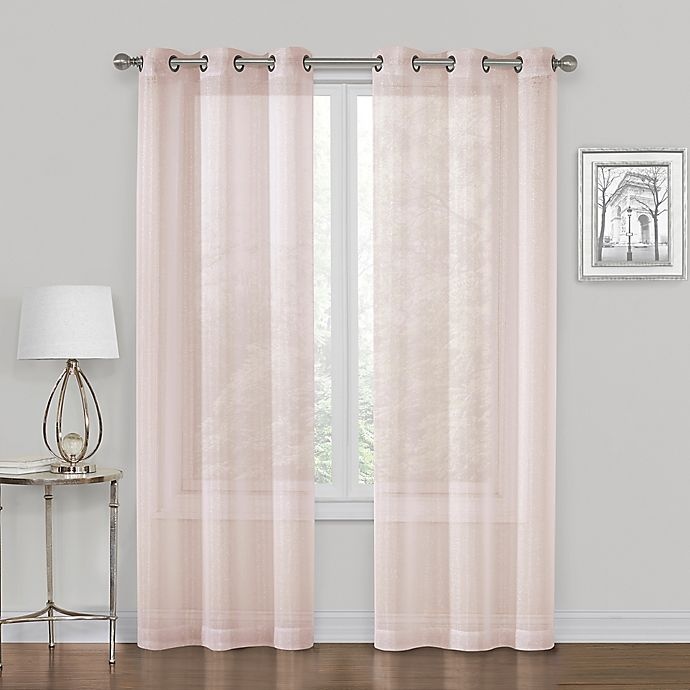 slide 1 of 3, SALT Metallic 95-Inch Grommet Sheer Window Curtain - Blush, 2 ct