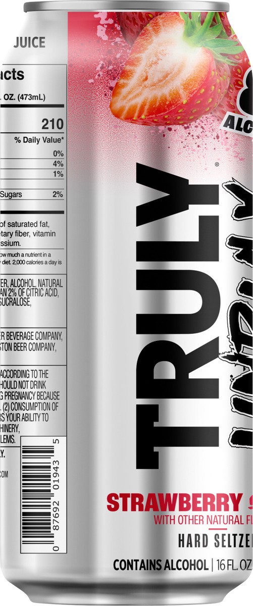 slide 5 of 13, TRULY Unruly Hard Seltzer Strawberry Smash 8% ABV (16 fl. oz. Can), 16 oz