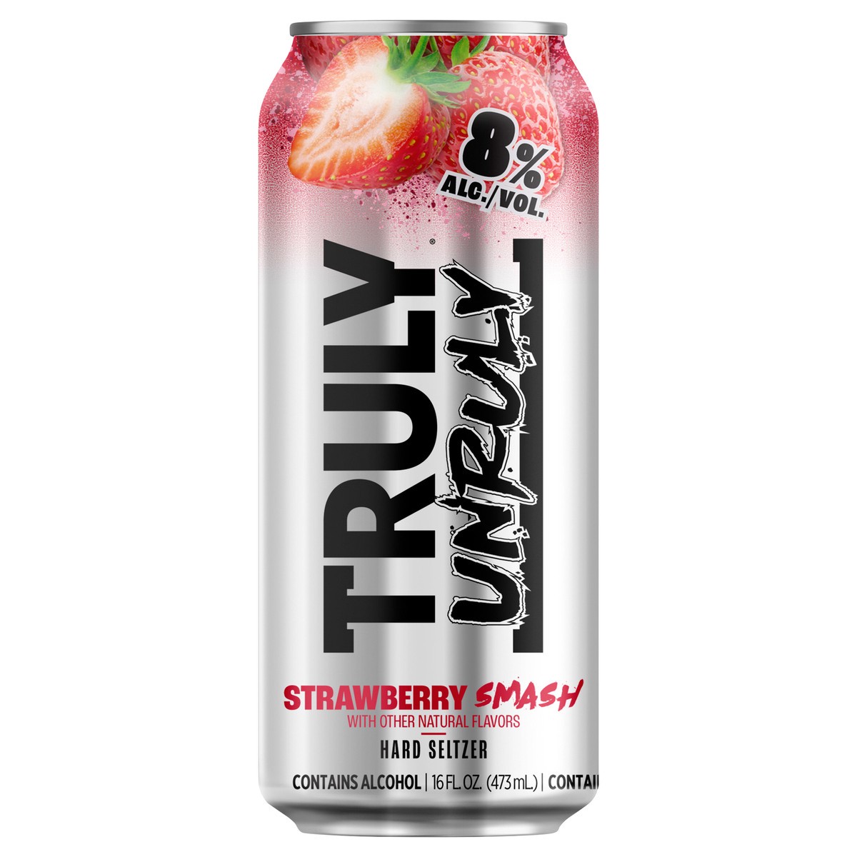 slide 10 of 13, TRULY Unruly Hard Seltzer Strawberry Smash 8% ABV (16 fl. oz. Can), 16 oz