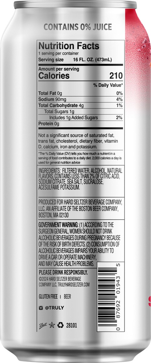 slide 4 of 13, TRULY Unruly Hard Seltzer Strawberry Smash 8% ABV (16 fl. oz. Can), 16 oz