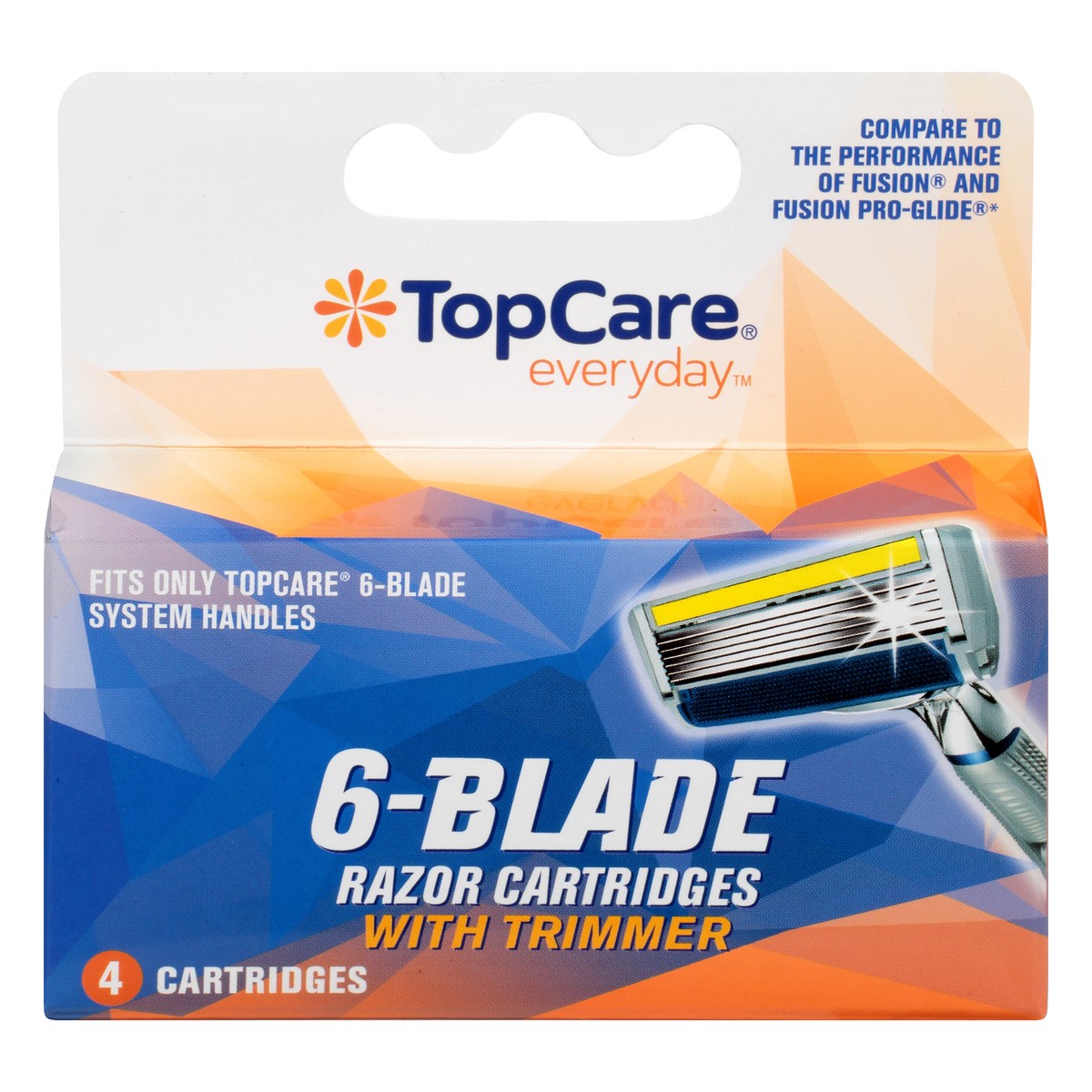 slide 1 of 8, TopCare Men's 6-Blade Cartridges with Trimmer, 4 ct