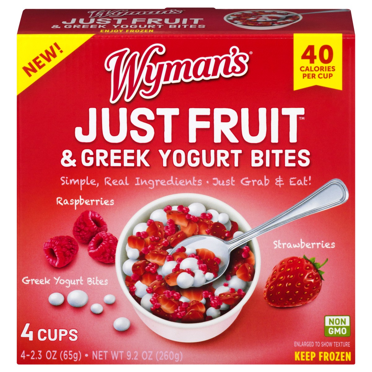 slide 1 of 9, Wyman's Just Fruit Strawberry Raspberries Yogurt, 9.2 oz