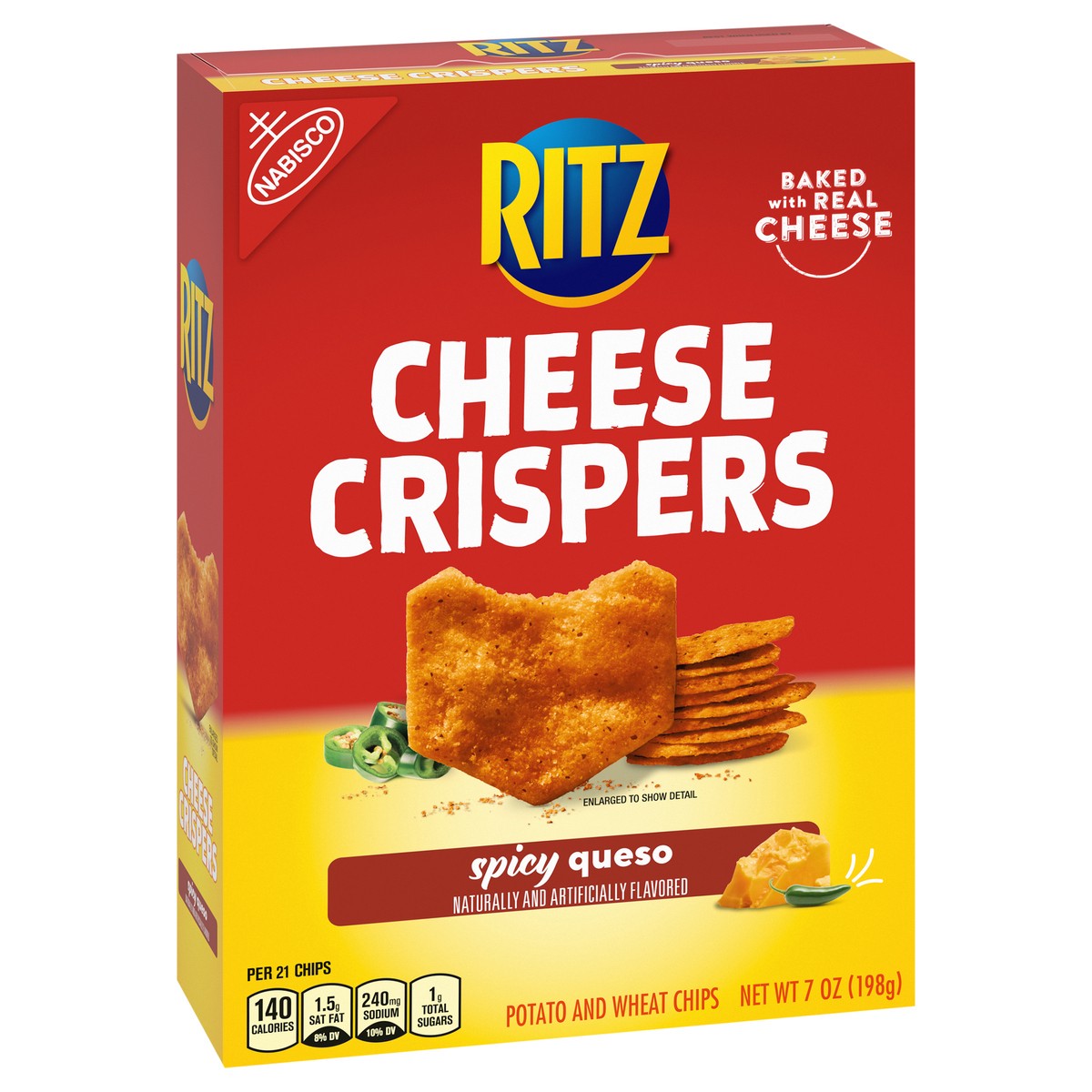 slide 2 of 9, RITZ Cheese Crispers Spicy Queso Baked Chips, 7 oz, 7 oz