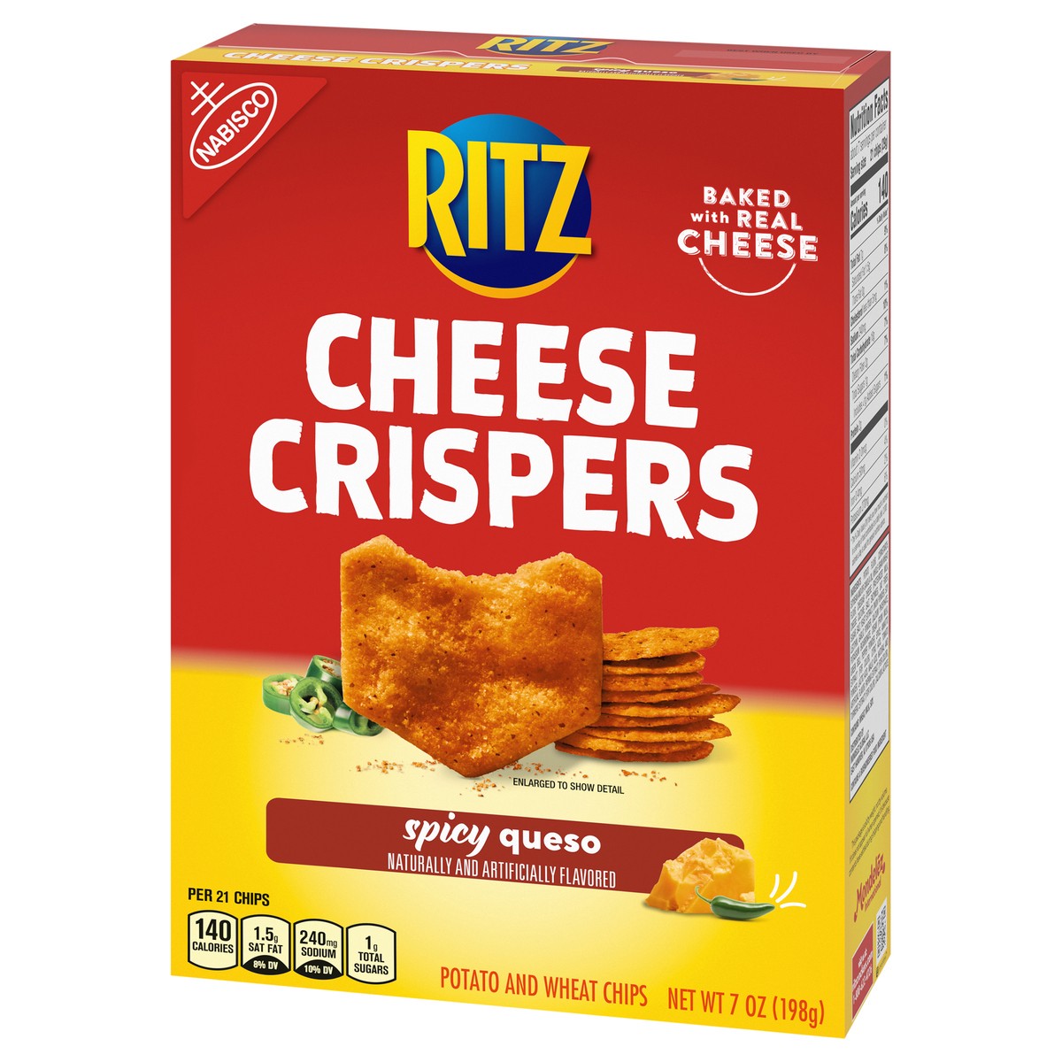 slide 9 of 9, RITZ Cheese Crispers Spicy Queso Baked Chips, 7 oz, 7 oz