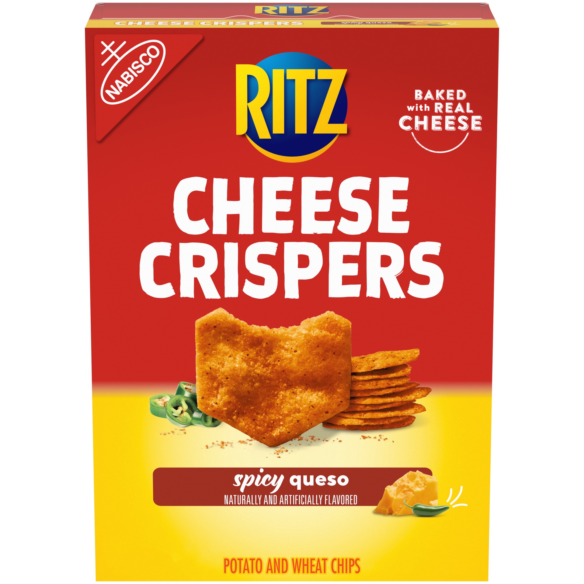 slide 1 of 9, RITZ Cheese Crispers Spicy Queso Baked Chips, 7 oz, 7 oz