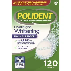 Polident Overnight Whitening Antibacterial Daily Denture Cleanser Tablets