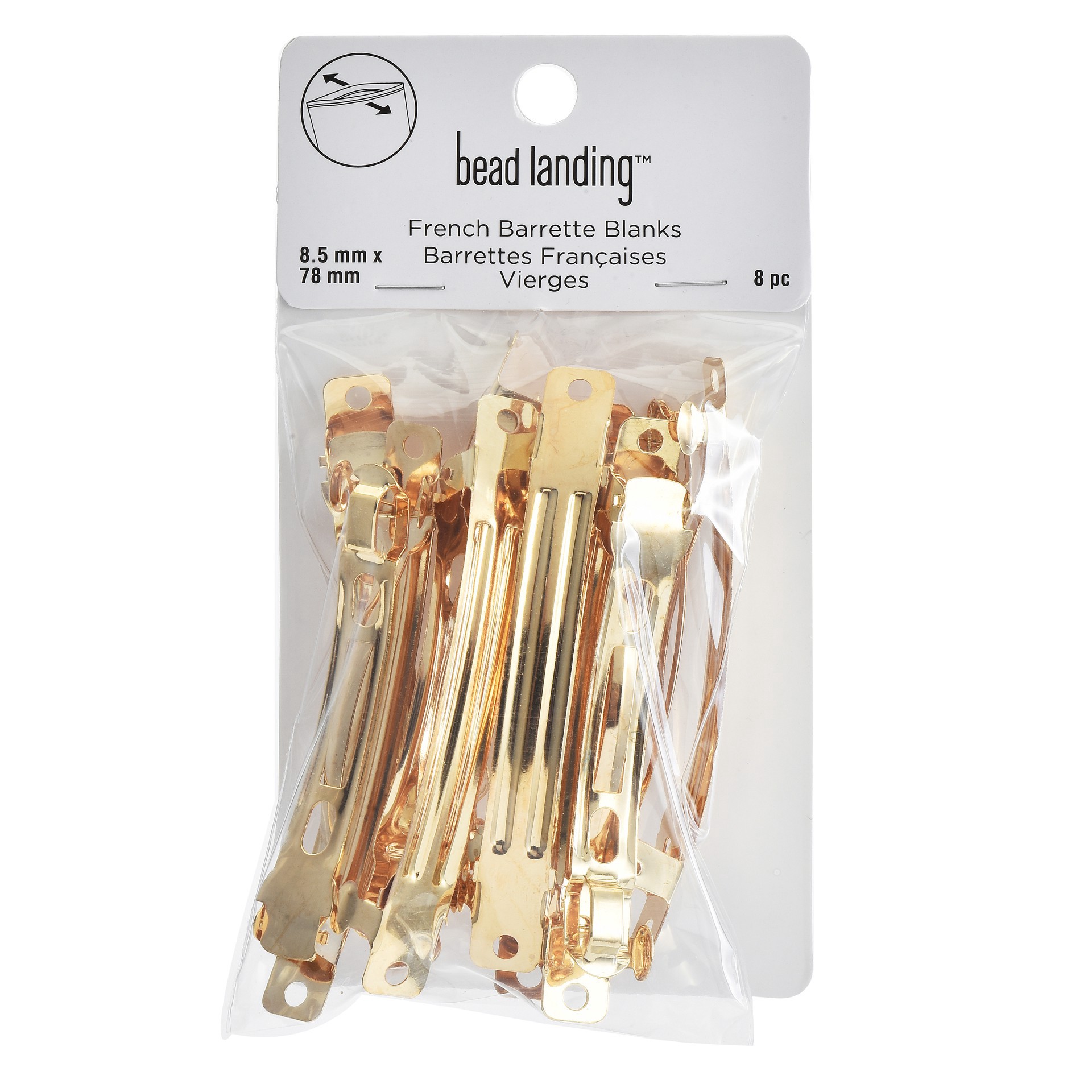 slide 3 of 3, 8.5mm French Barrette Blanks, 8ct. By Bead Landing, 5 mm