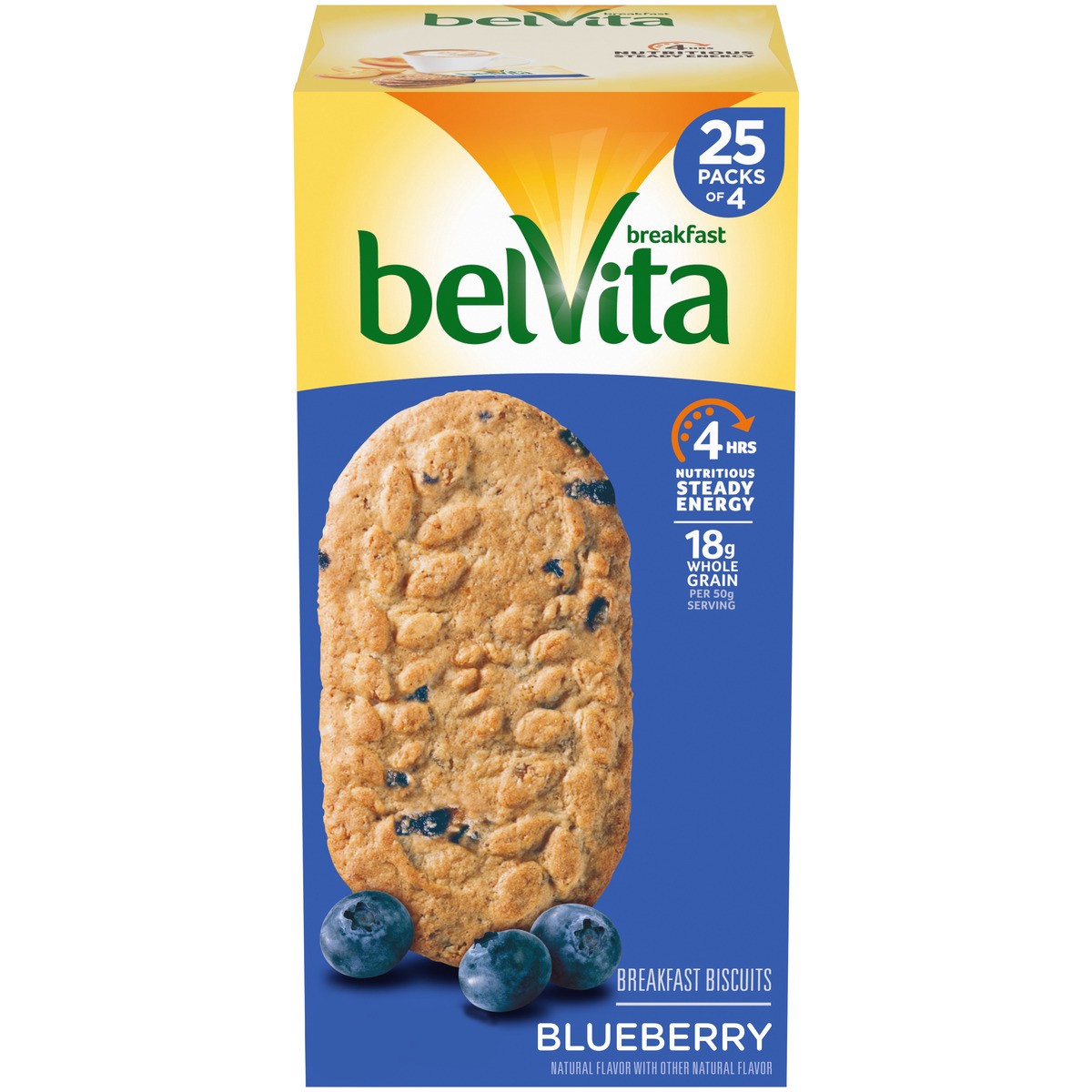 slide 11 of 14, belVita Blueberry Breakfast Biscuits, 25 Packs (4 Biscuits Per Pack), 44 oz