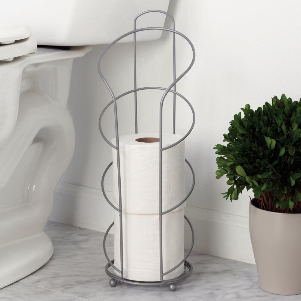 slide 2 of 2, Zenna Home Satin Nickel Freestanding Toilet Paper Holder, 1 ct
