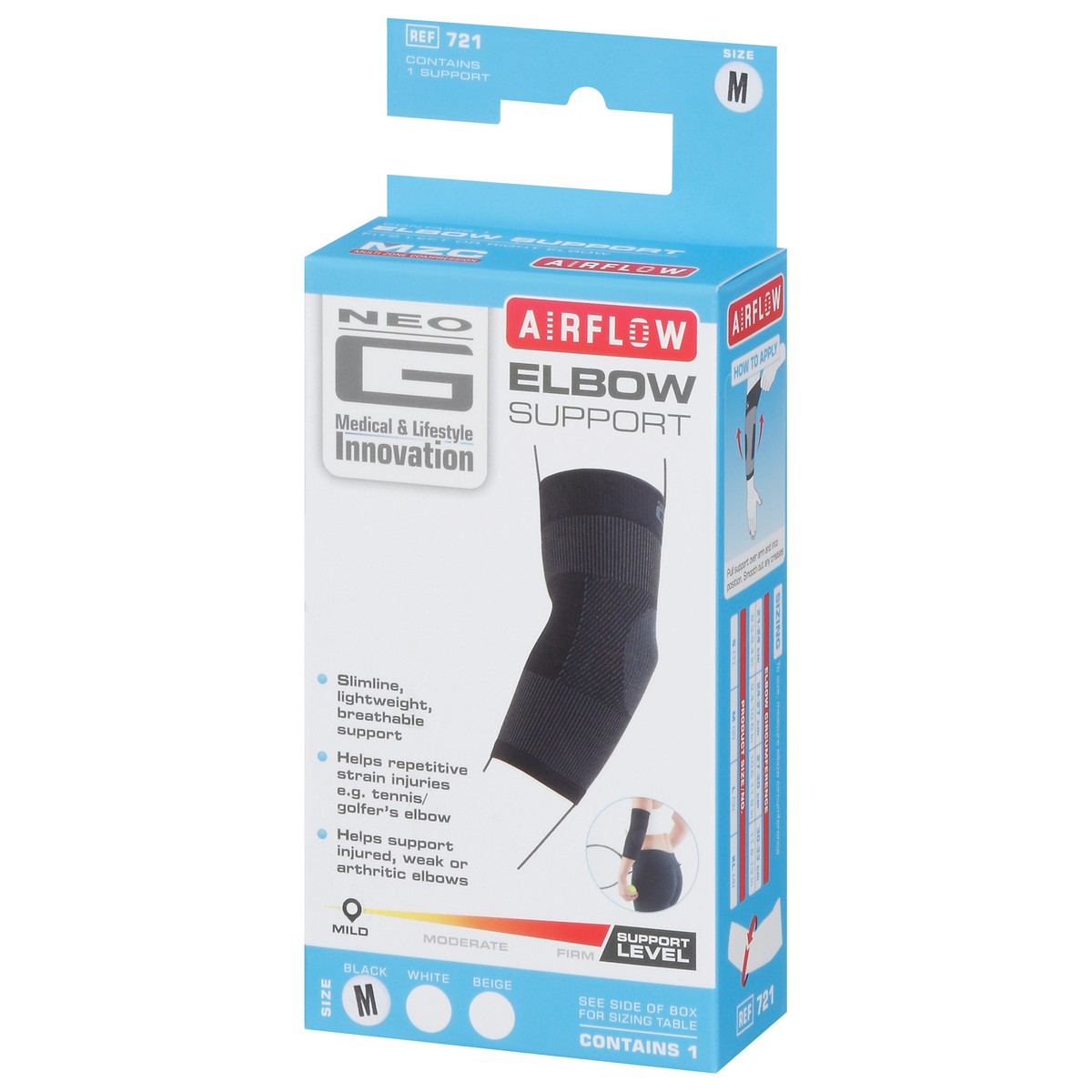 slide 9 of 13, Neo G Airflow Black Mild Elbow Support Size M 1 ea, 1 ct