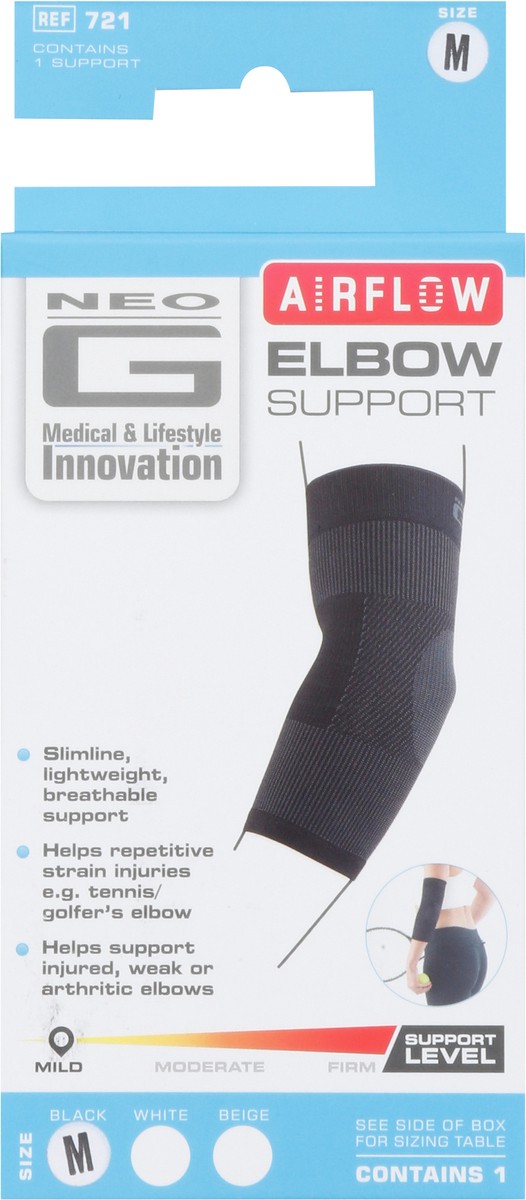 slide 6 of 13, Neo G Airflow Black Mild Elbow Support Size M 1 ea, 1 ct