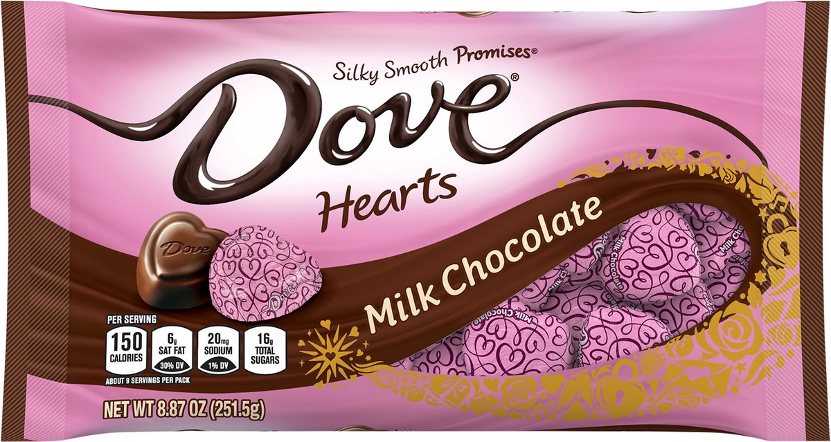 slide 1 of 5, DOVE PROMISES Valentines Day Hearts Milk Chocolate Valentine Candy, 8.87 oz Bag, 8.87 oz