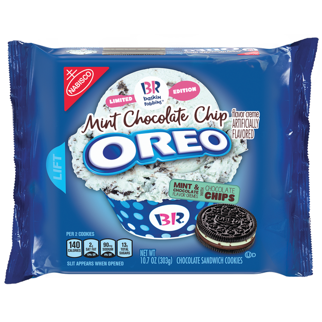 slide 1 of 1, NABISCO Oreo Baskin Robbins Mint Choc Chip, 10.7 oz