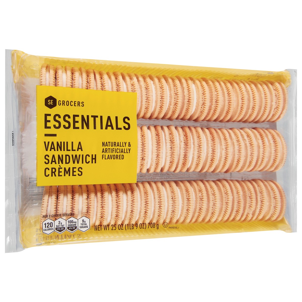 slide 5 of 14, Essentials Vanilla Sandwich Cremes, 25 oz