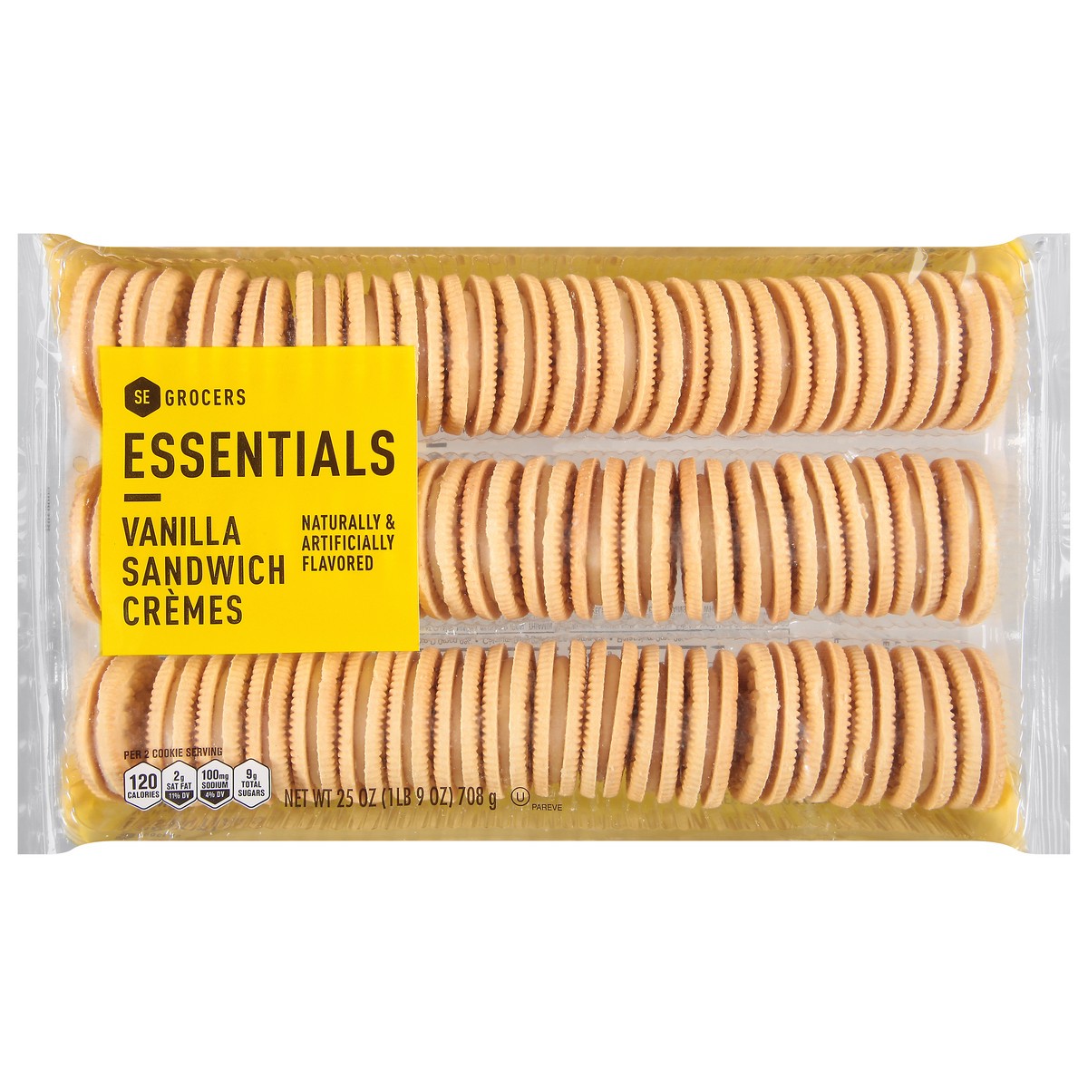 slide 14 of 14, Essentials Vanilla Sandwich Cremes, 25 oz