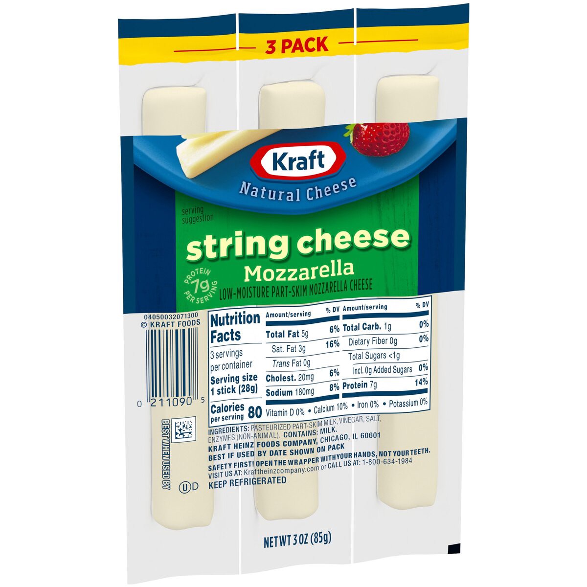 slide 8 of 8, Kraft Mozzarella String Cheese, 3 ct - 3.0 oz Packageed, 3 oz