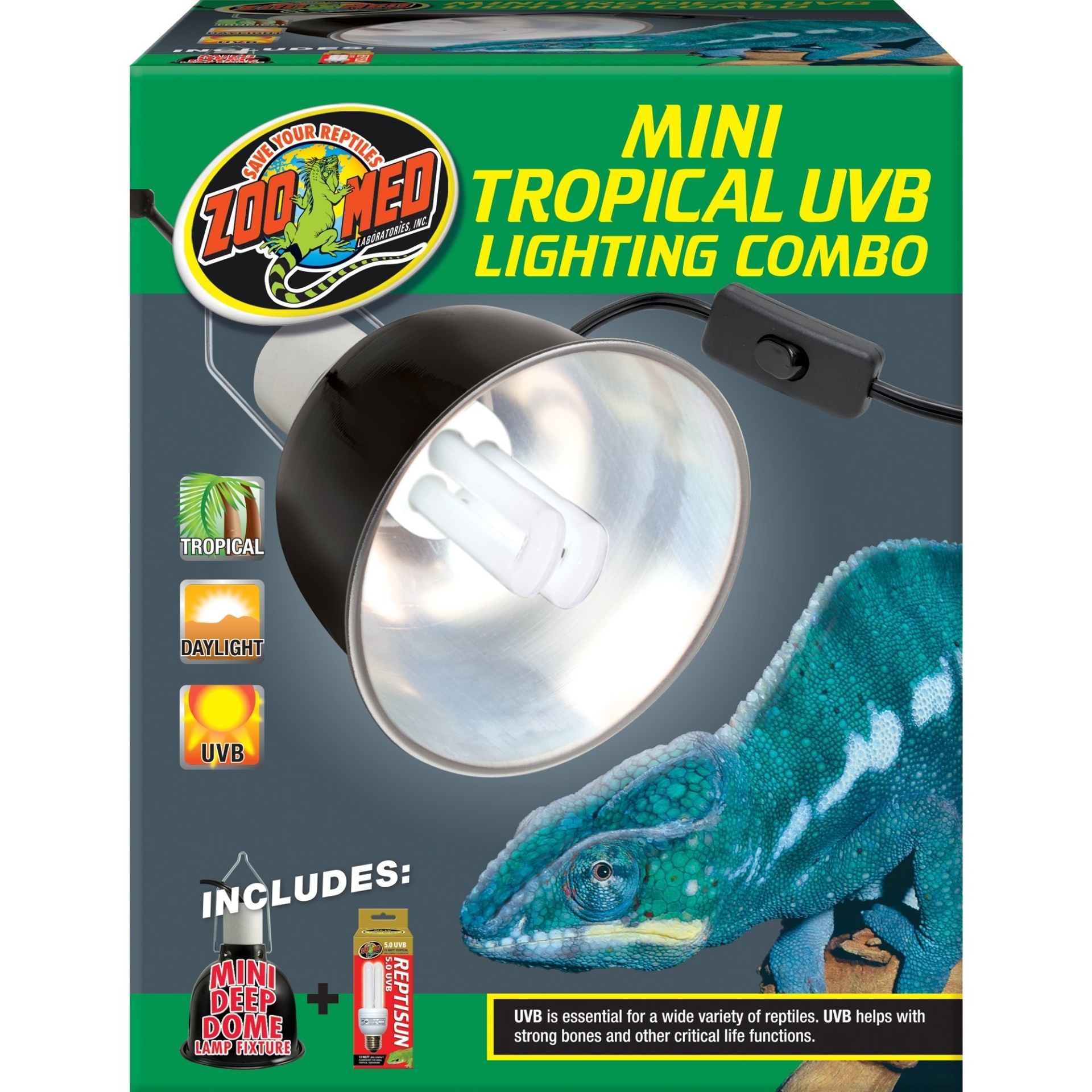 slide 1 of 1, Zoo Med Mini Tropical UVB Lighting Single Combo, 1 ct