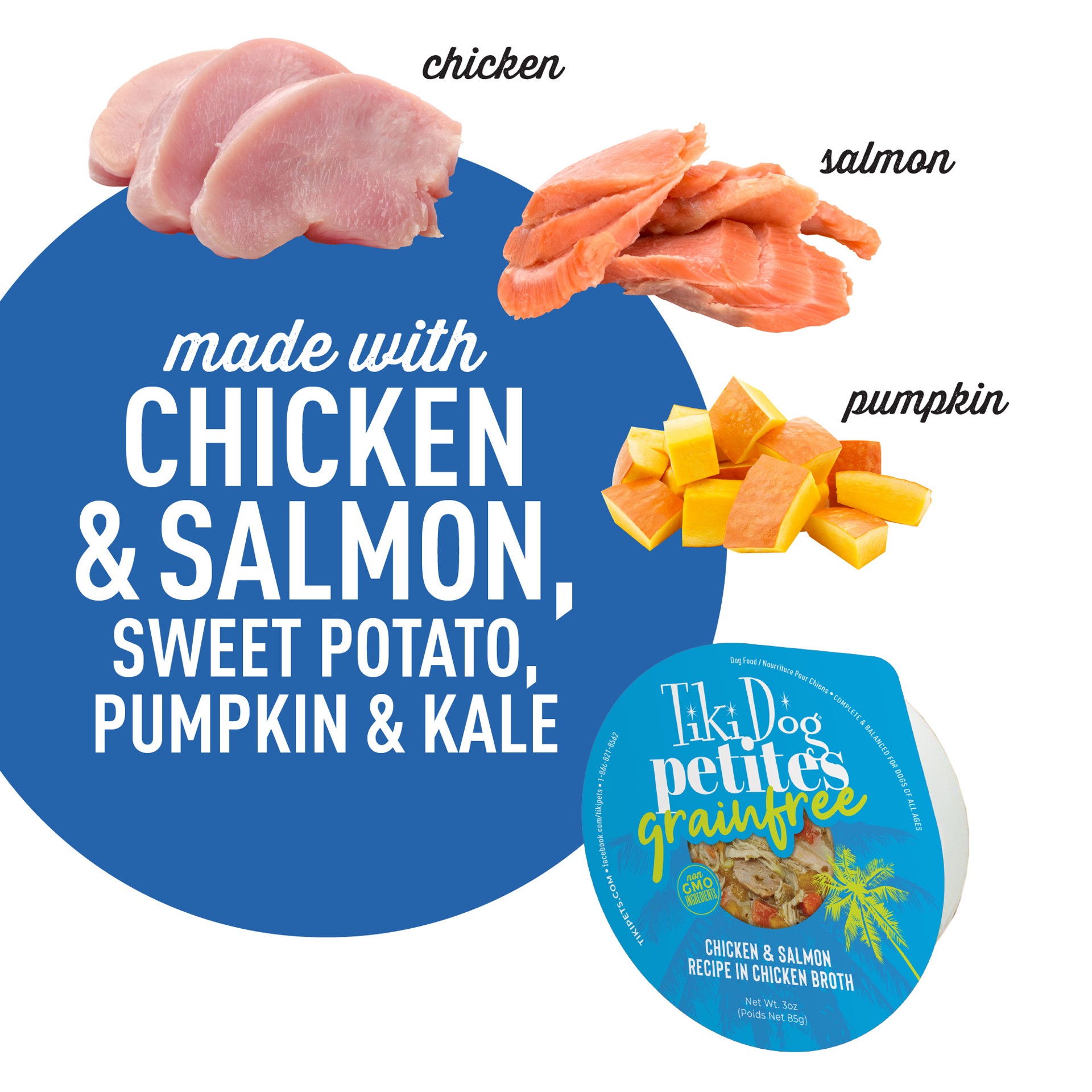 slide 4 of 7, Tiki Dog® Aloha Petites® All Life Stage Wet Dog Food - Chicken & Salmon, 3 oz