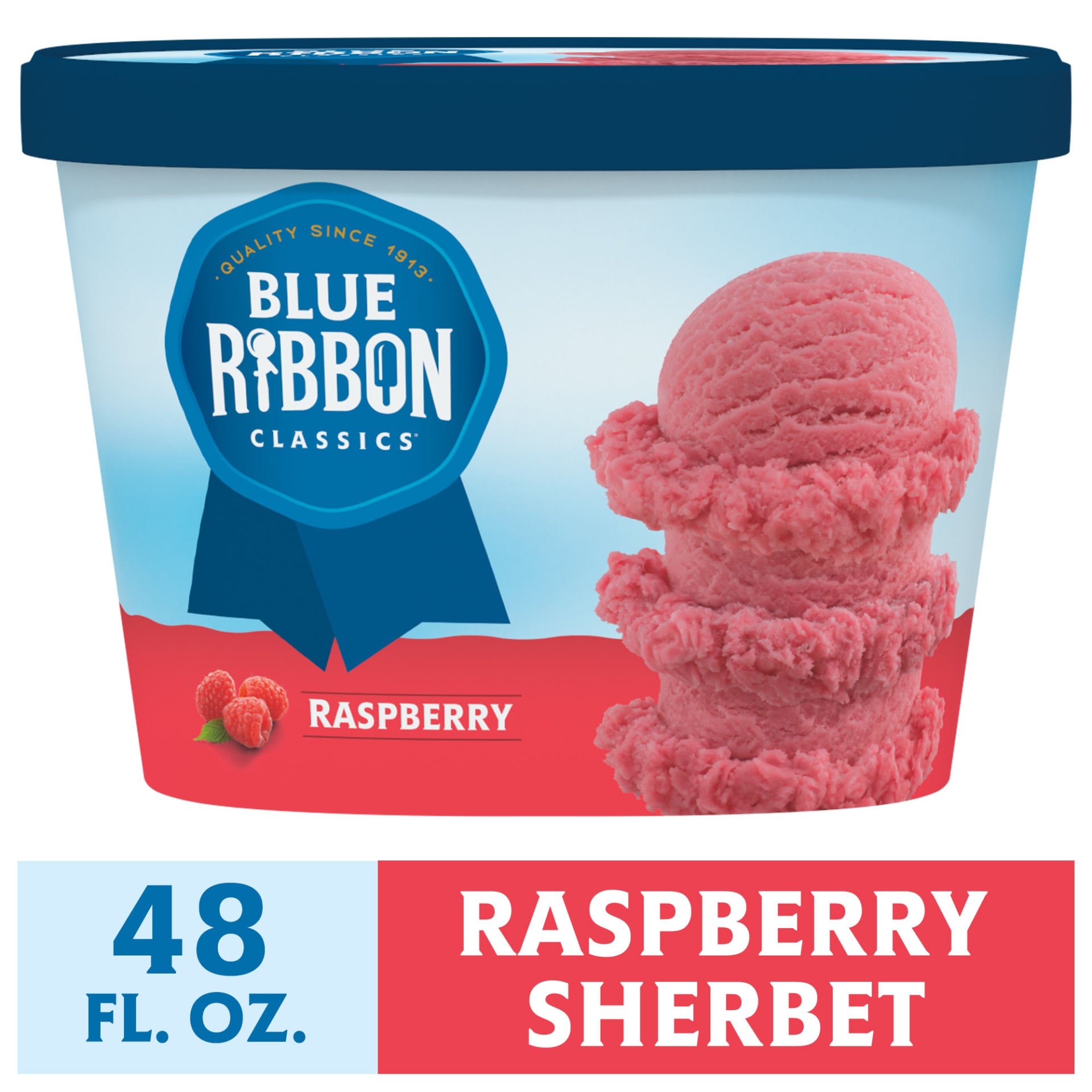 slide 1 of 7, Blue Ribbon Classics Raspberry Fat Free Sherbet, 48 fl oz