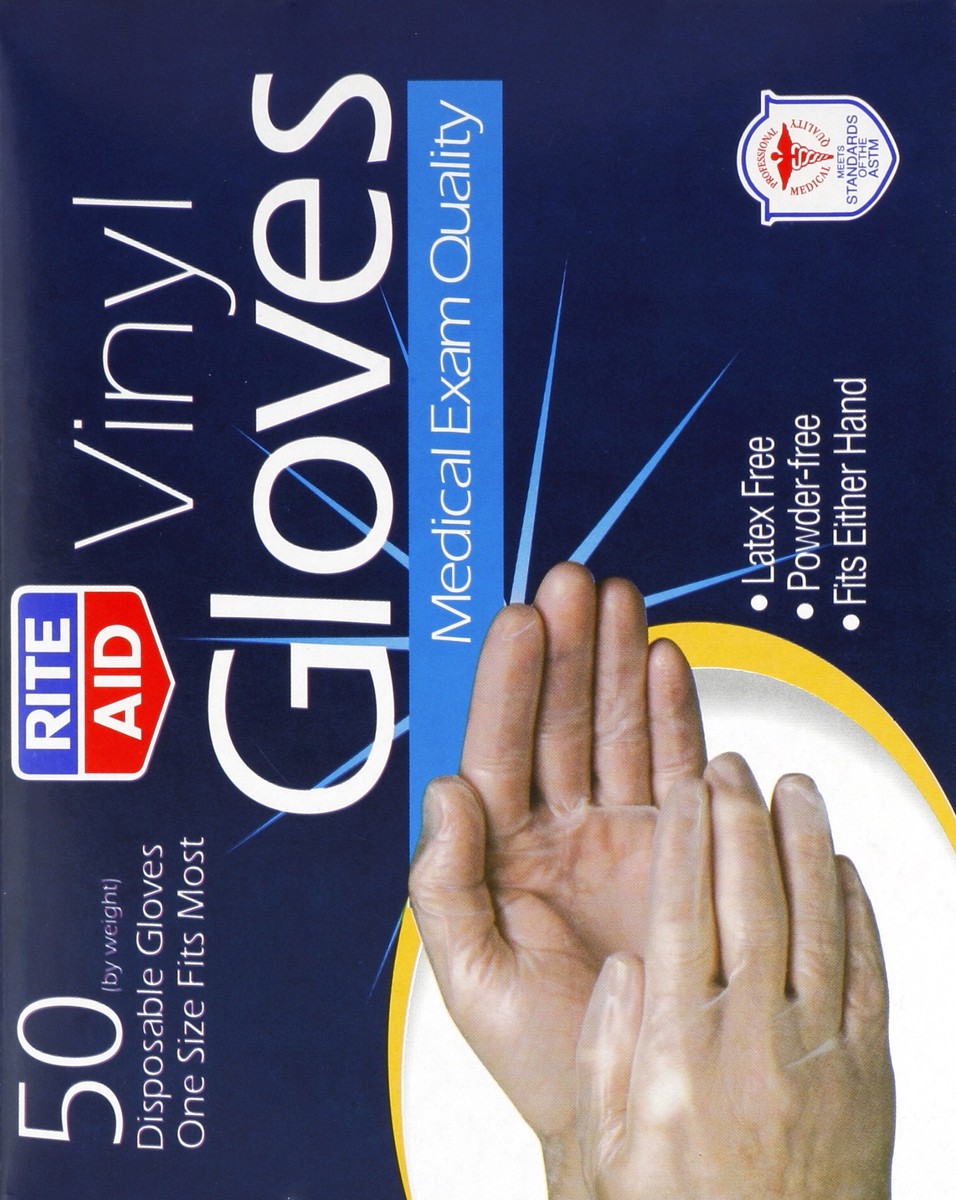 slide 5 of 5, Rite Aid Ra Vnyl Gloves Dispos, 50 ct